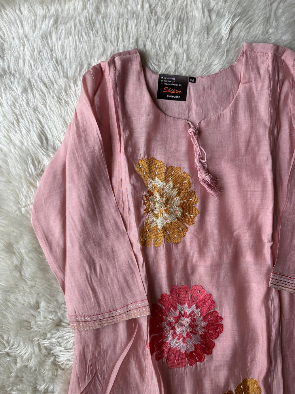 Mul Chanderi Kurti Pant Dupatta Set