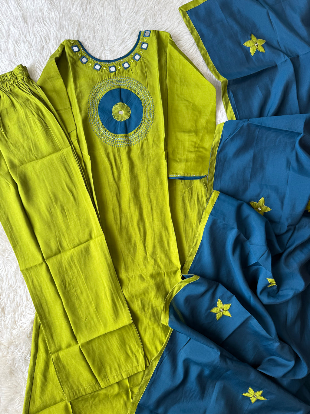 Roman Silk Kurti Plazo Dupatta Set