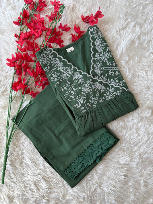 Khadi Cotton Kurti Plazo Set