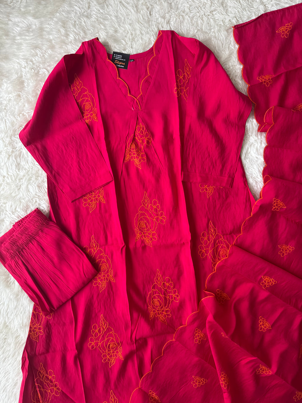 “ Plus Size” Muslin Silk Kurti Pant Dupatta Set