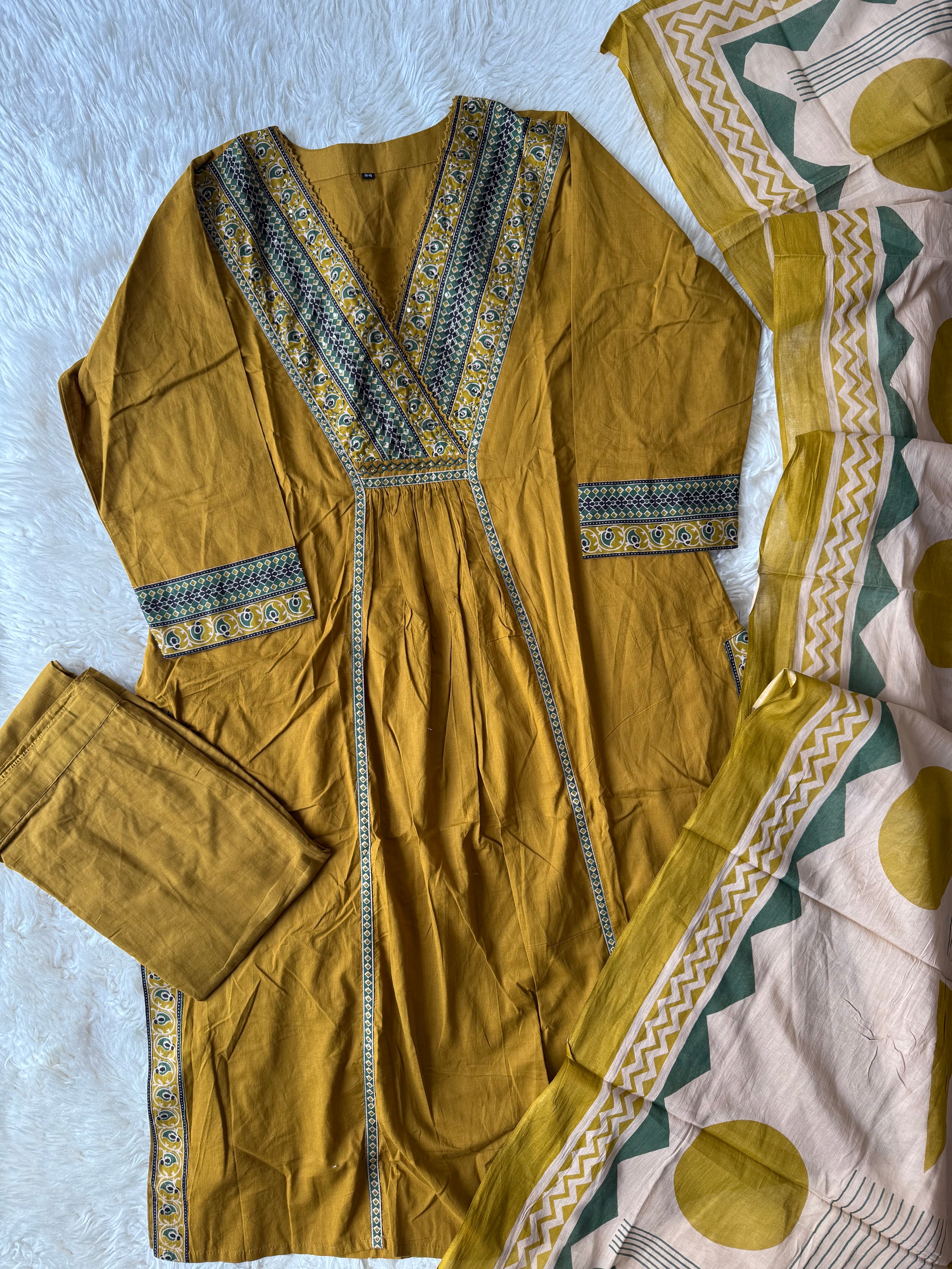 Premium Cotton Kurti Pant Dupatta Set