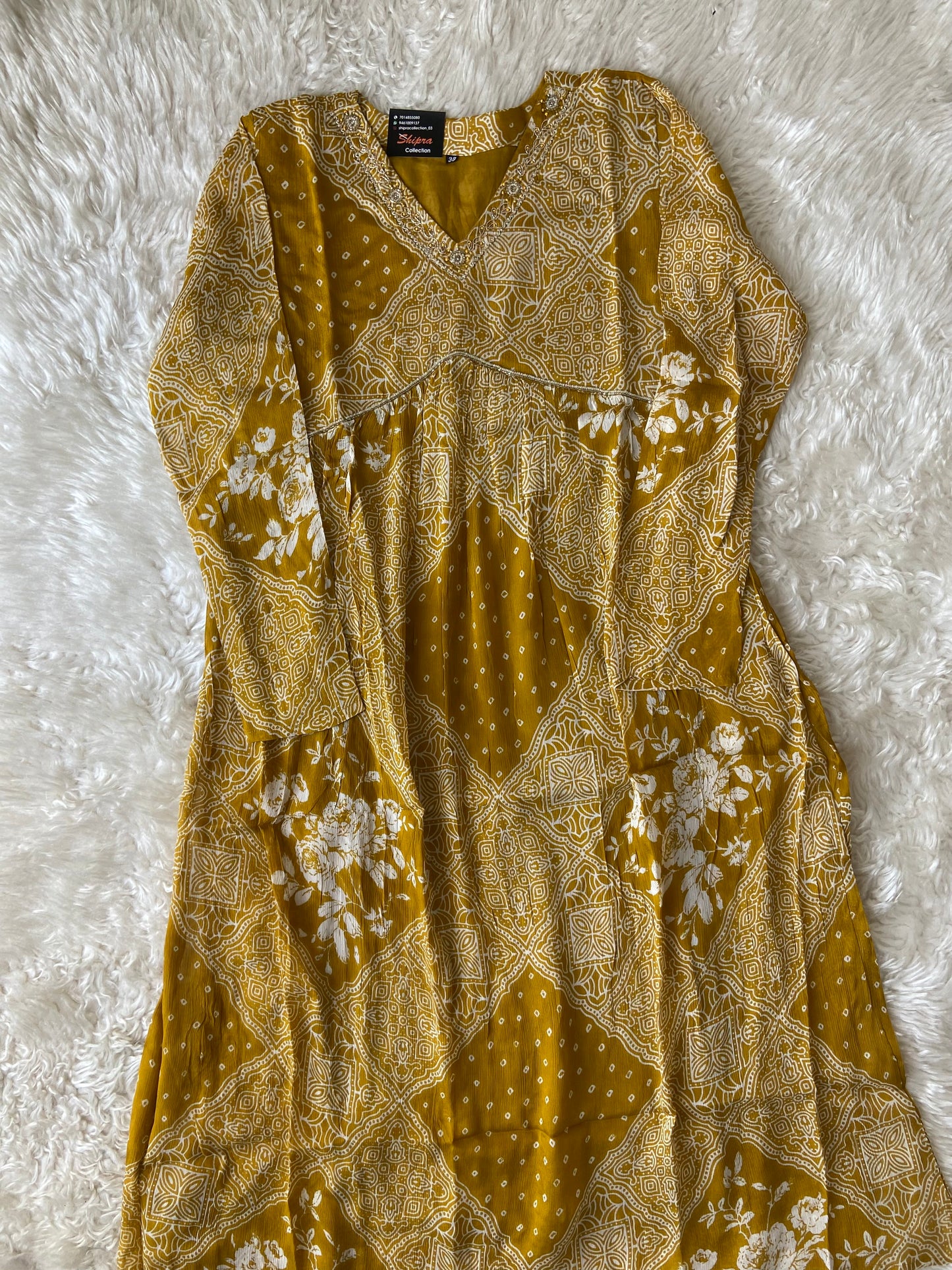 Pure Chinon Kurti Full Sleeves