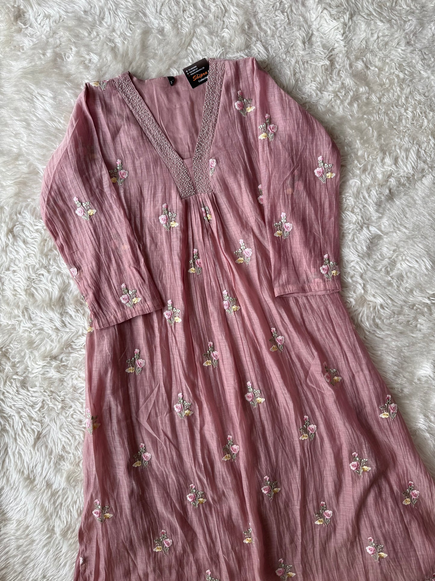 Mul Chanderi Kurti Pant Dupatta Set
