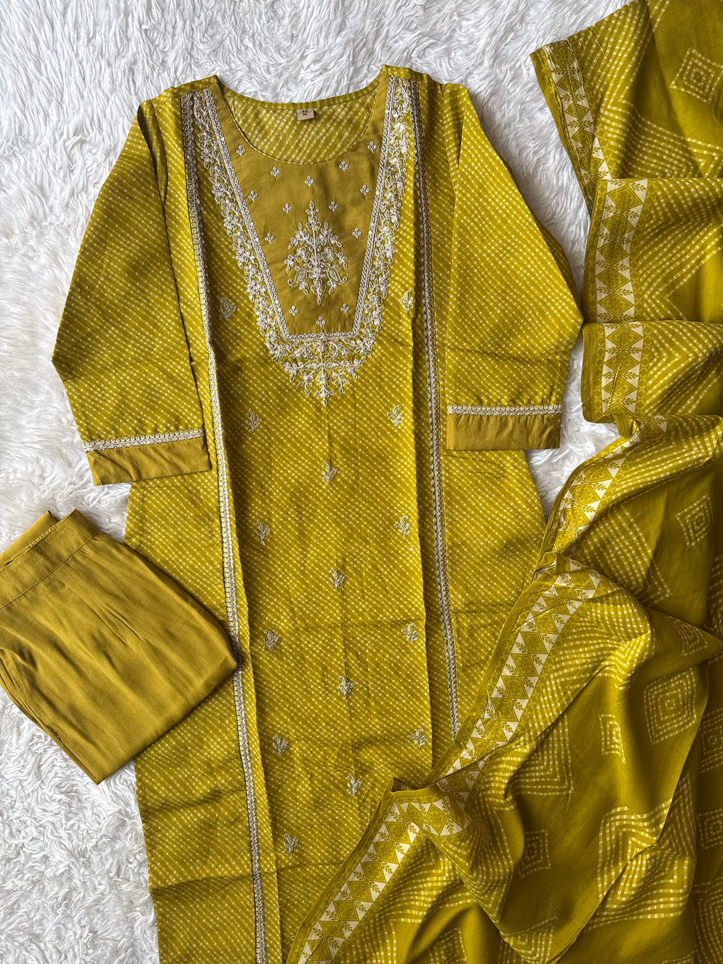 Pure Muslin Silk Kurti Pant Dupatta Set