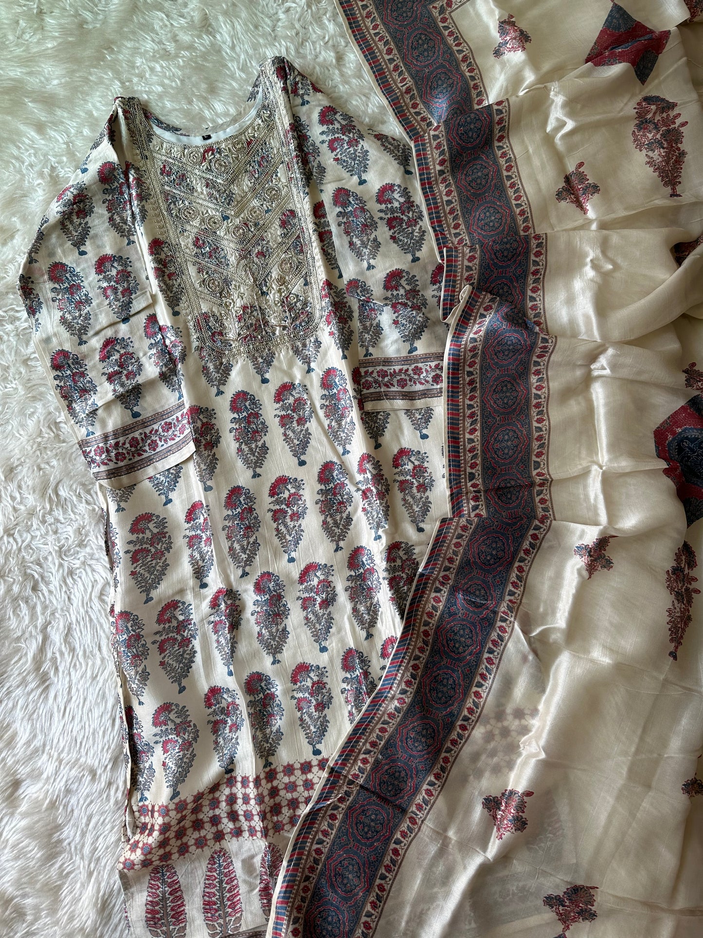 Pure Silk Kurti Pant Dupatta Set