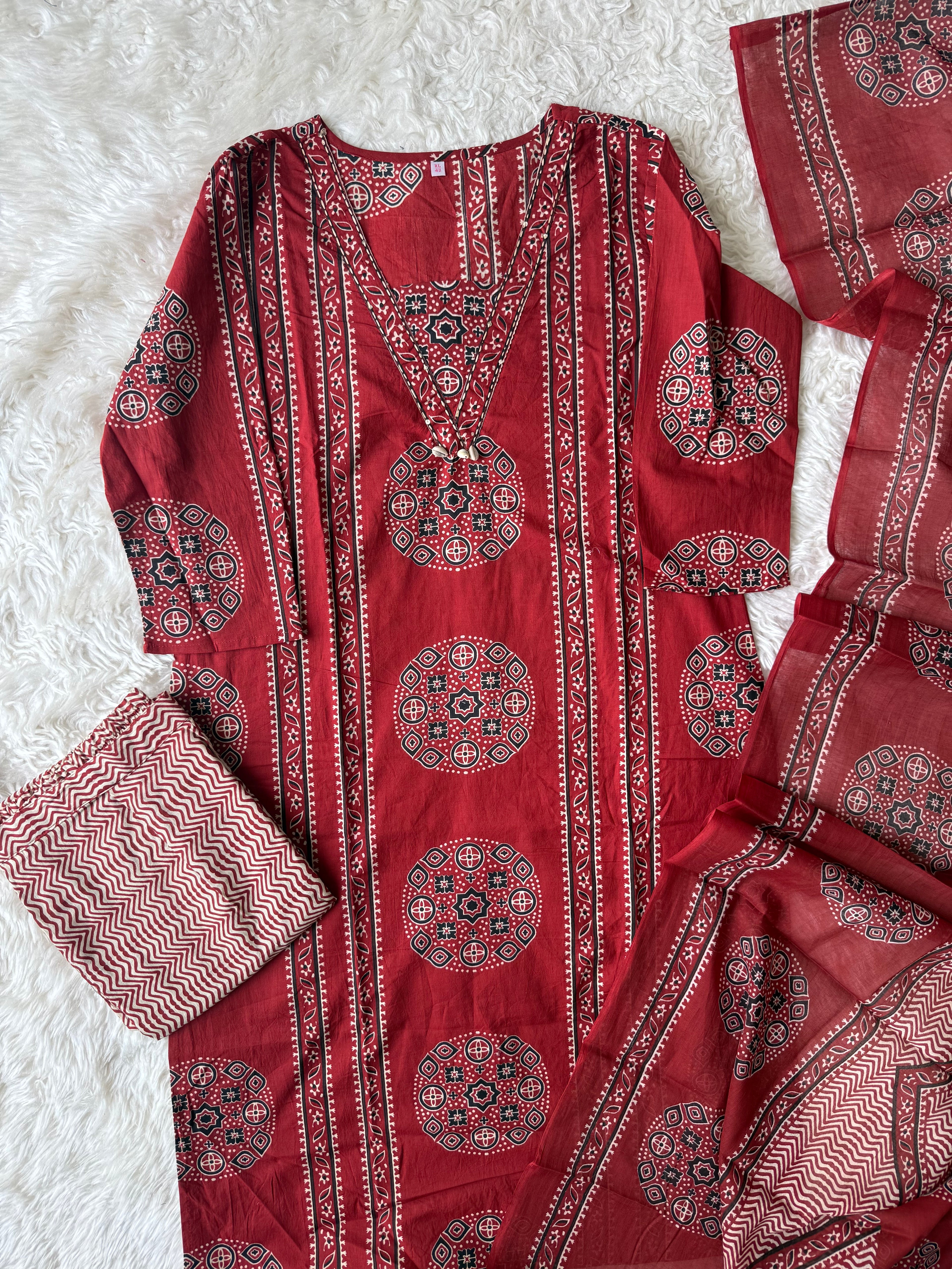 Premium Cotton Kurti Pant Dupatta Set
