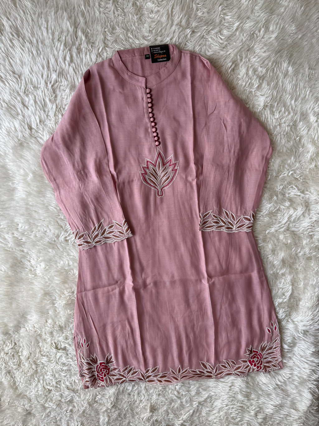 Mul Chanderi Aplique work Co-ord Set