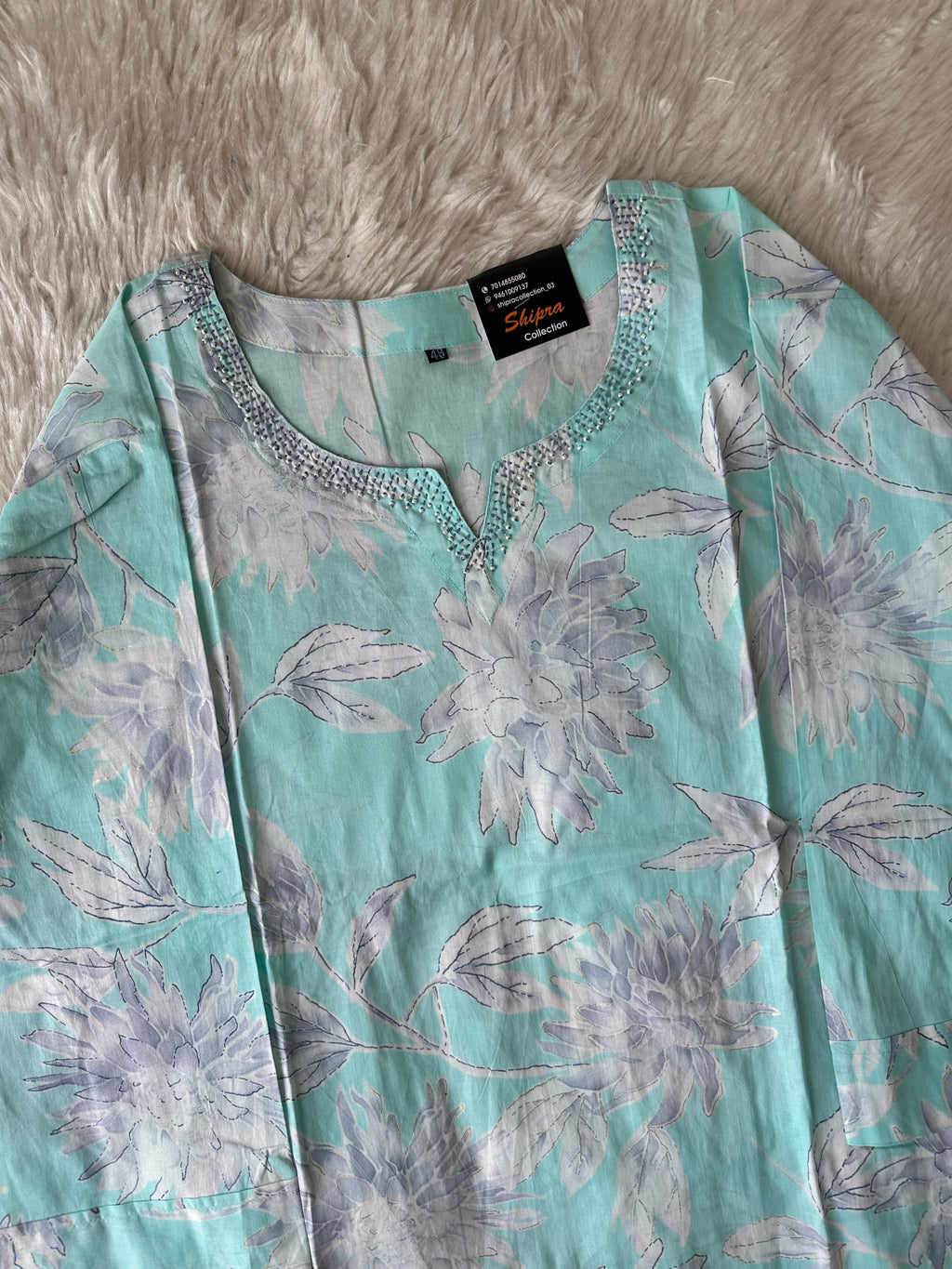 Breathable Cotton Kurti Pant Chiffon Dupatta Set