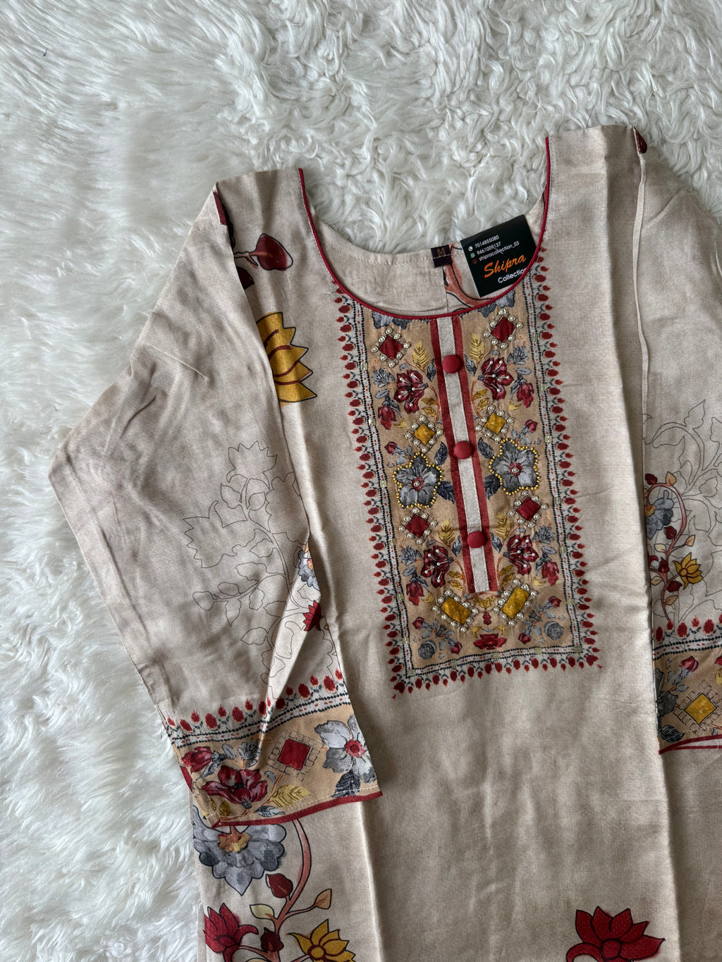 Crepe Silk Kurti Pant Dupatta Set