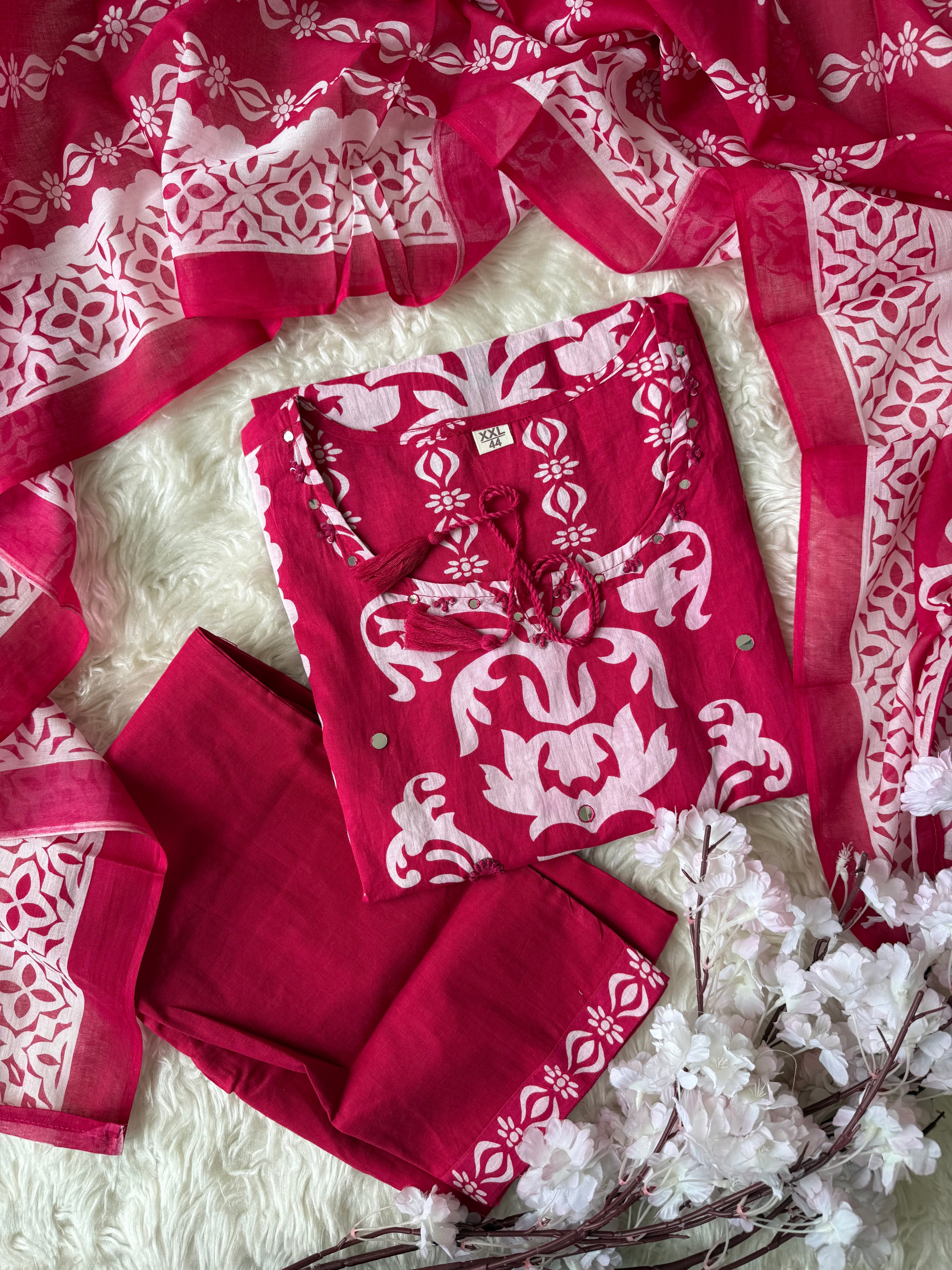 Premium Cotton Kurti Pant Dupatta Set