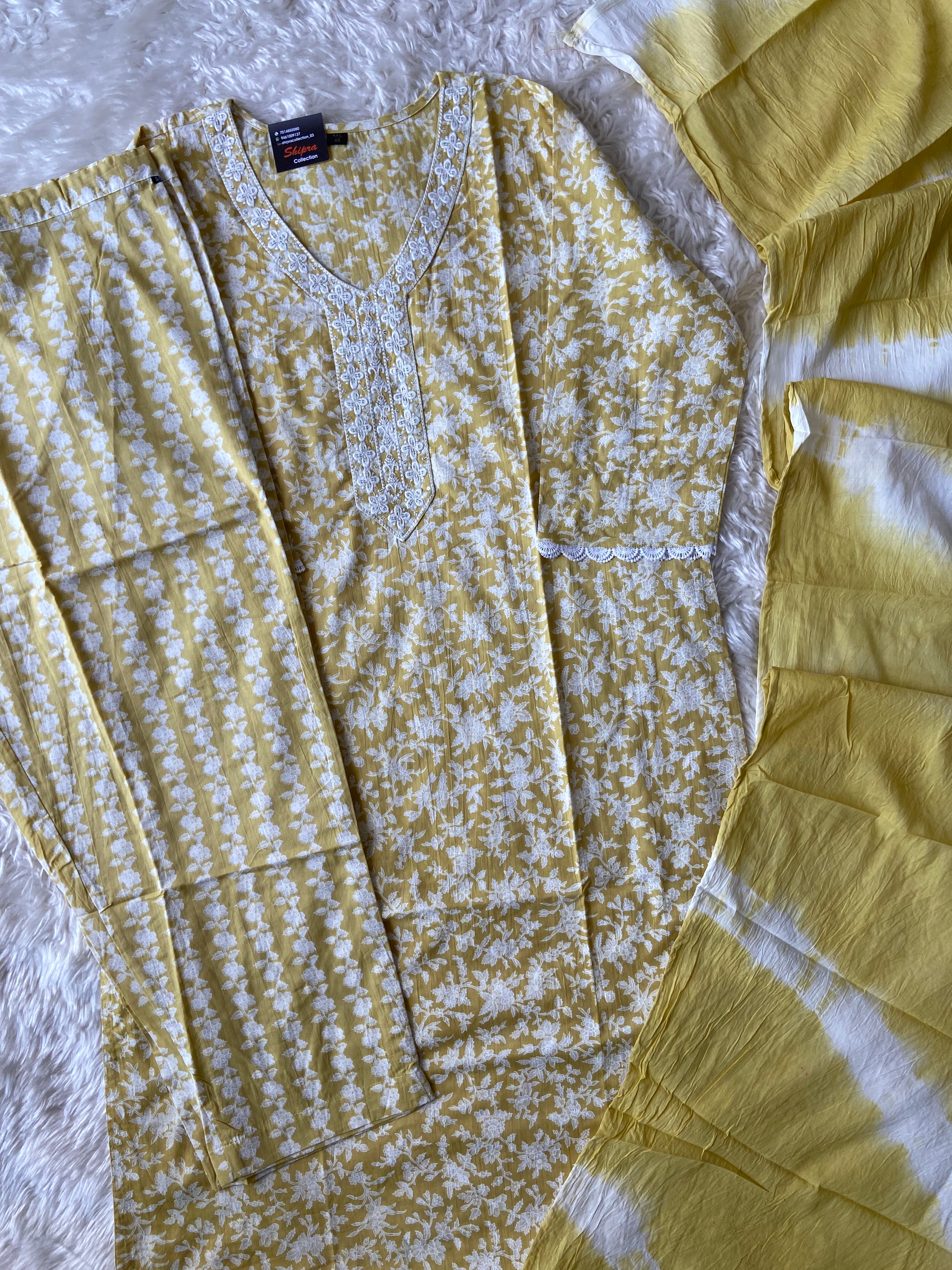 Premium Cotton Kurti Pant Dupatta Set