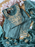 Muslin Silk Kurti Sharara Dupatta Set