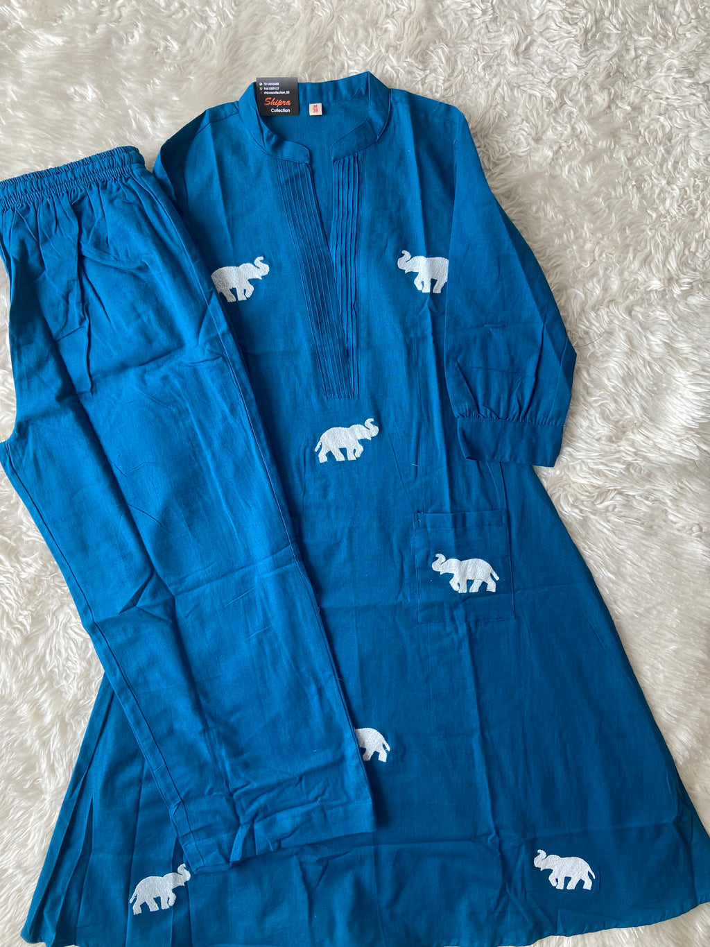 Elephant A-line Kurti Plazo Set