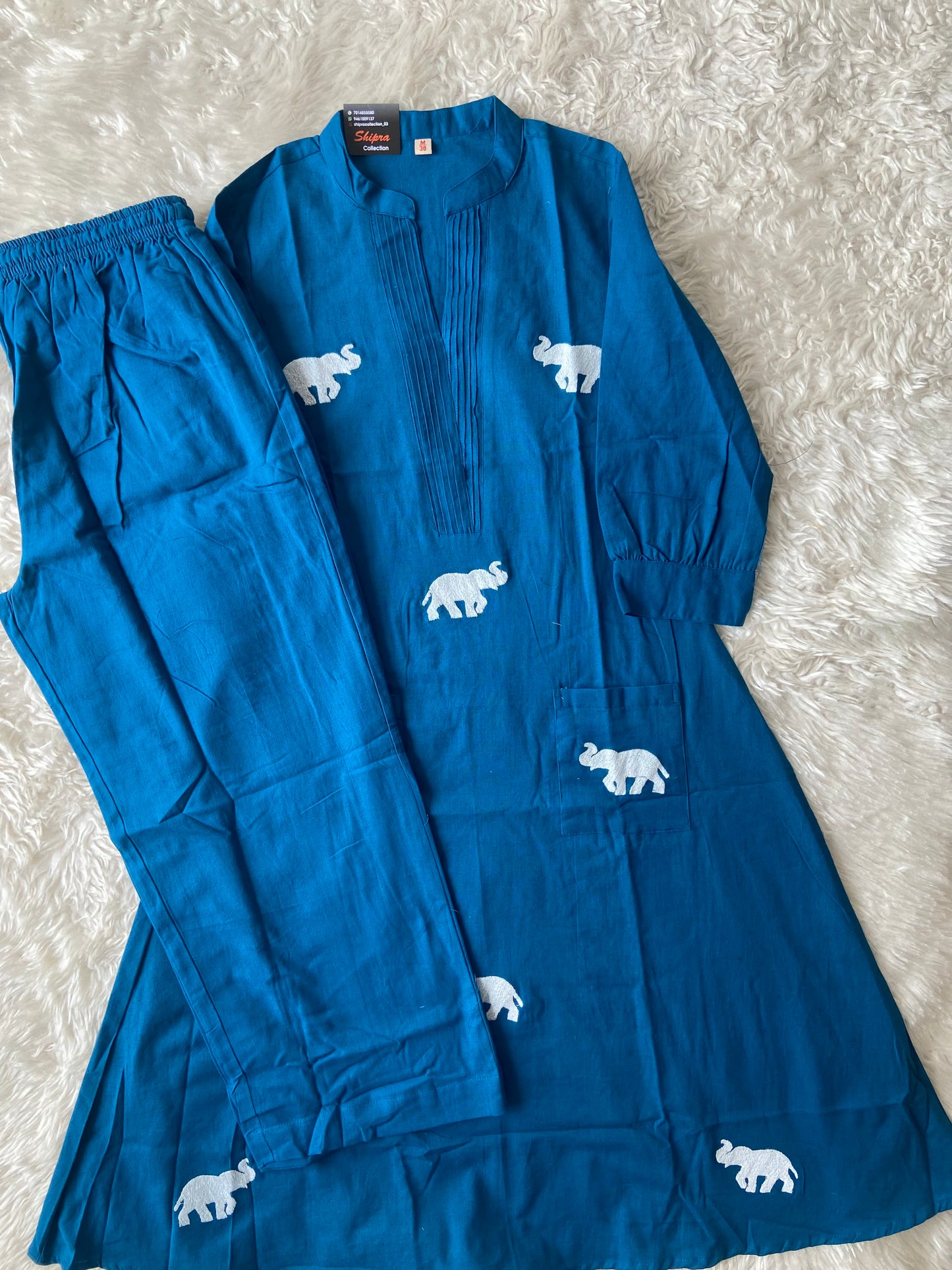 Elephant A-line Kurti Plazo Set
