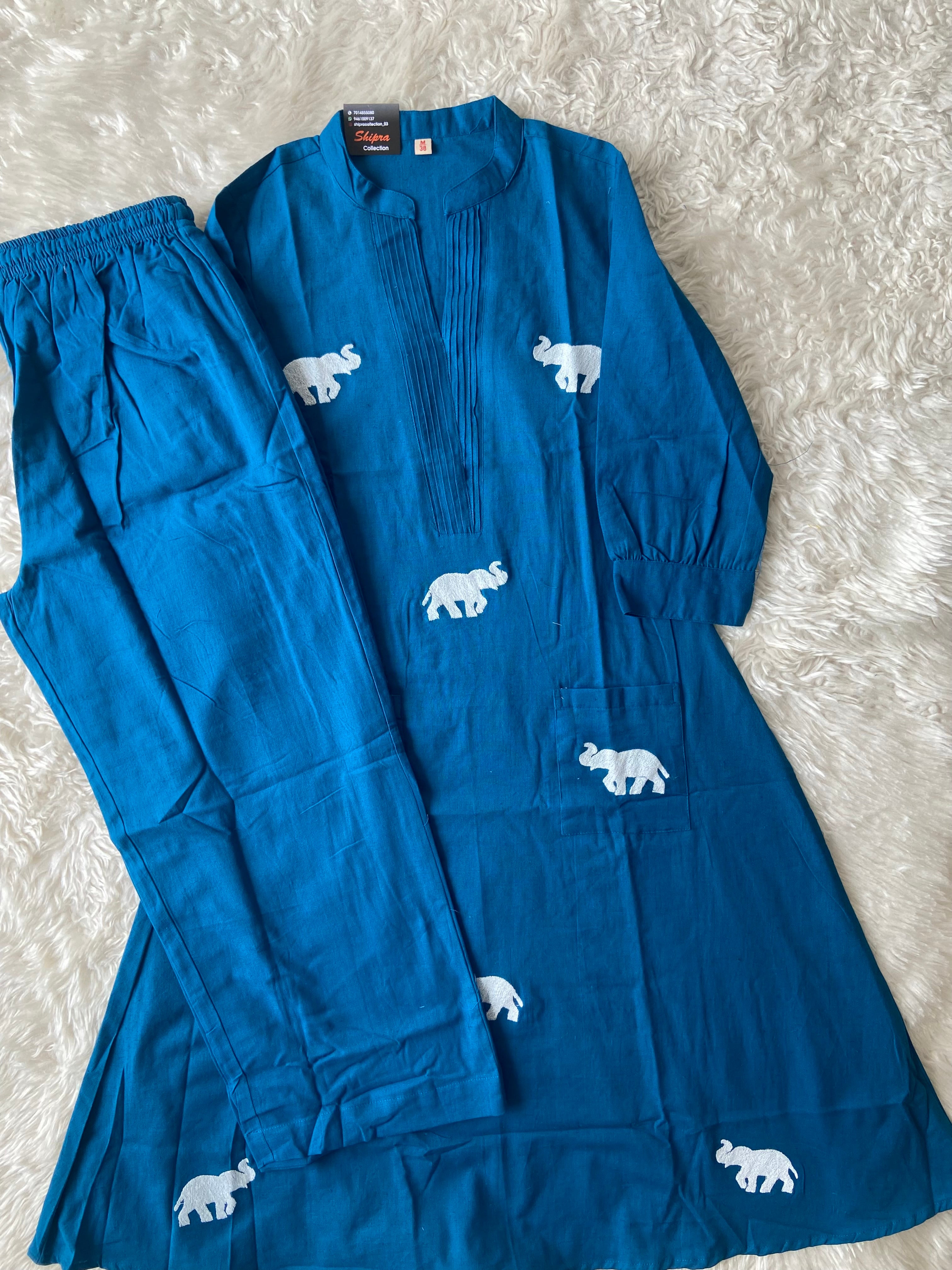 Elephant A-line Kurti Plazo Set
