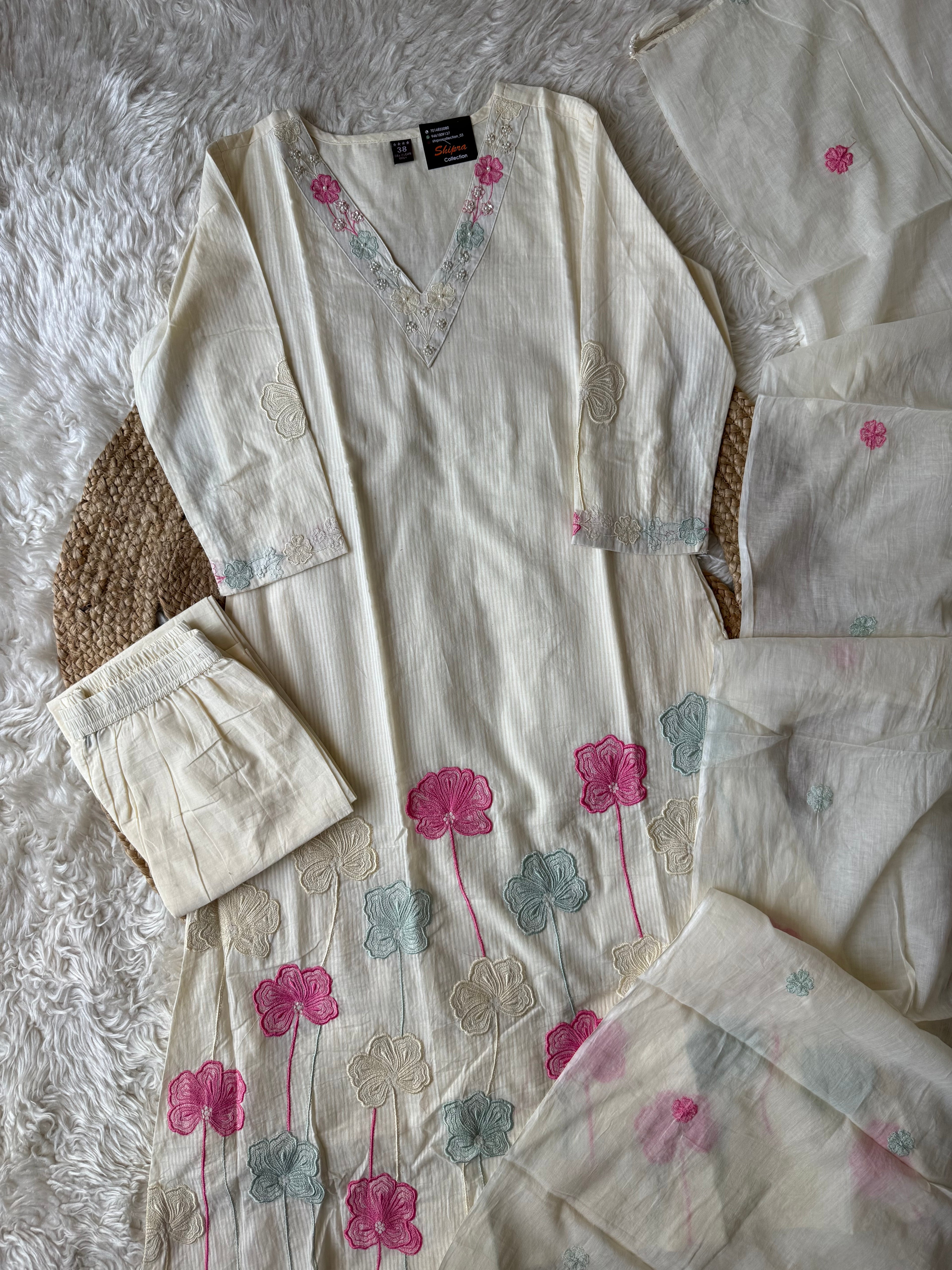 Mul Cotton Kurti Pant Dupatta Set