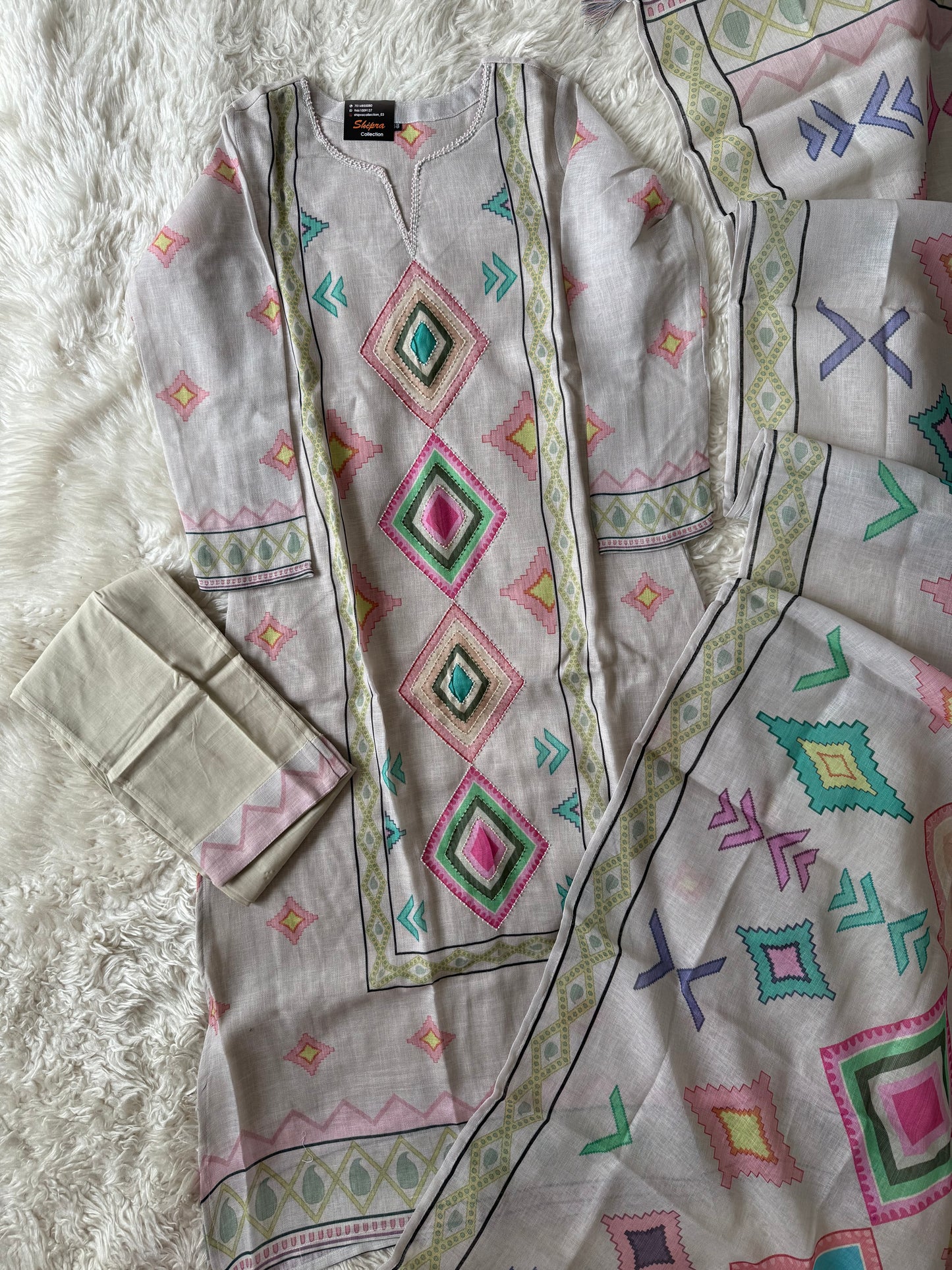 Linen Kurti Pant Dupatta Set