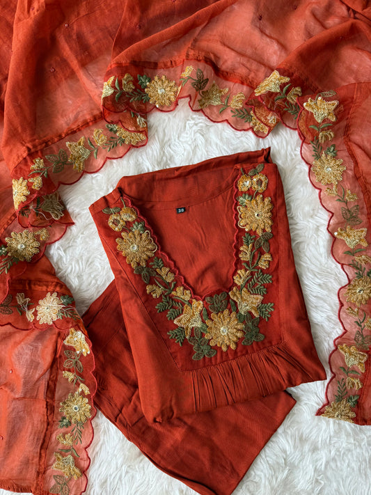 Rayon Kurti Pant Dupatta Set