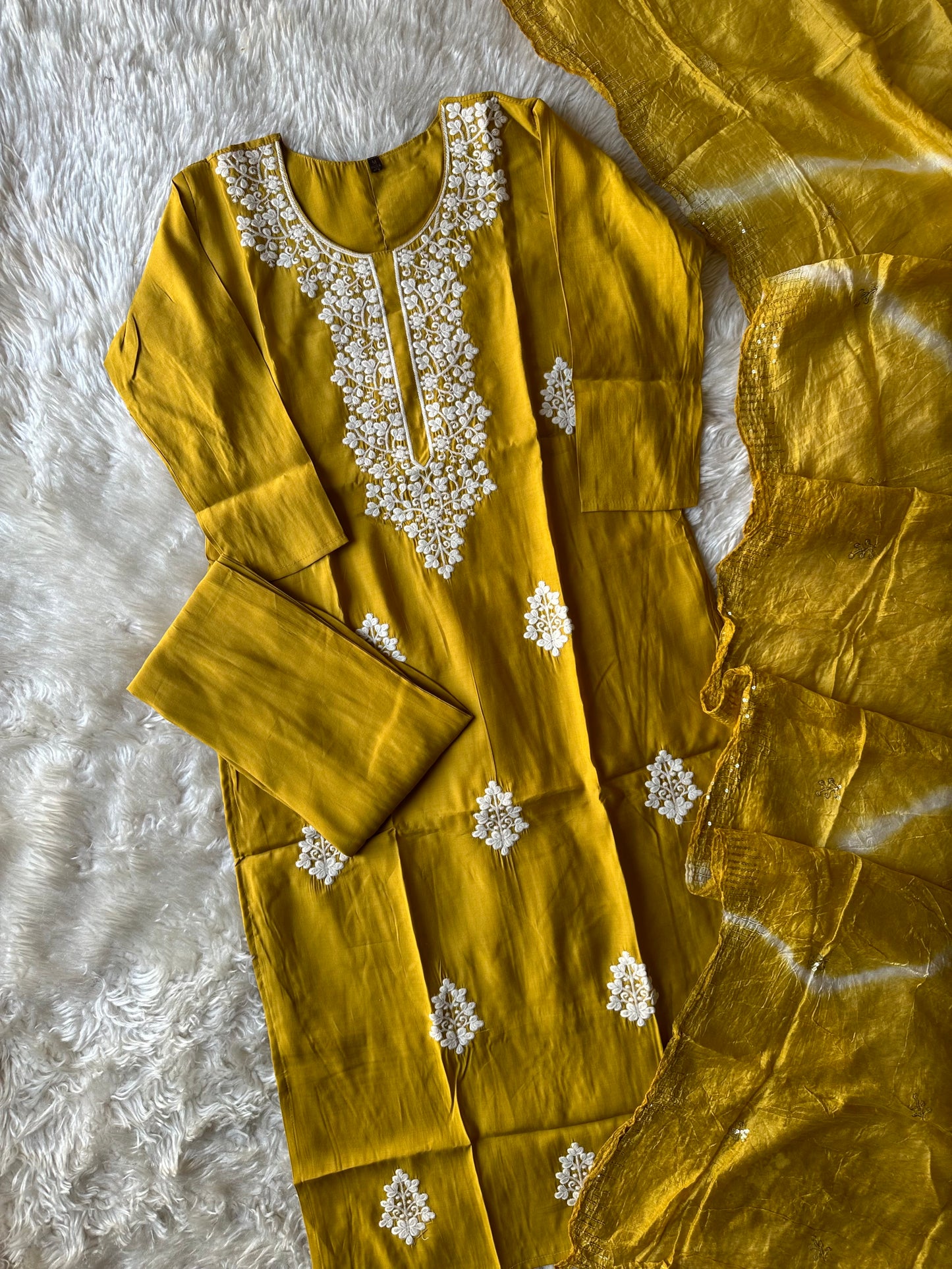 Cotton Silk Kurti Pant Dupatta Set