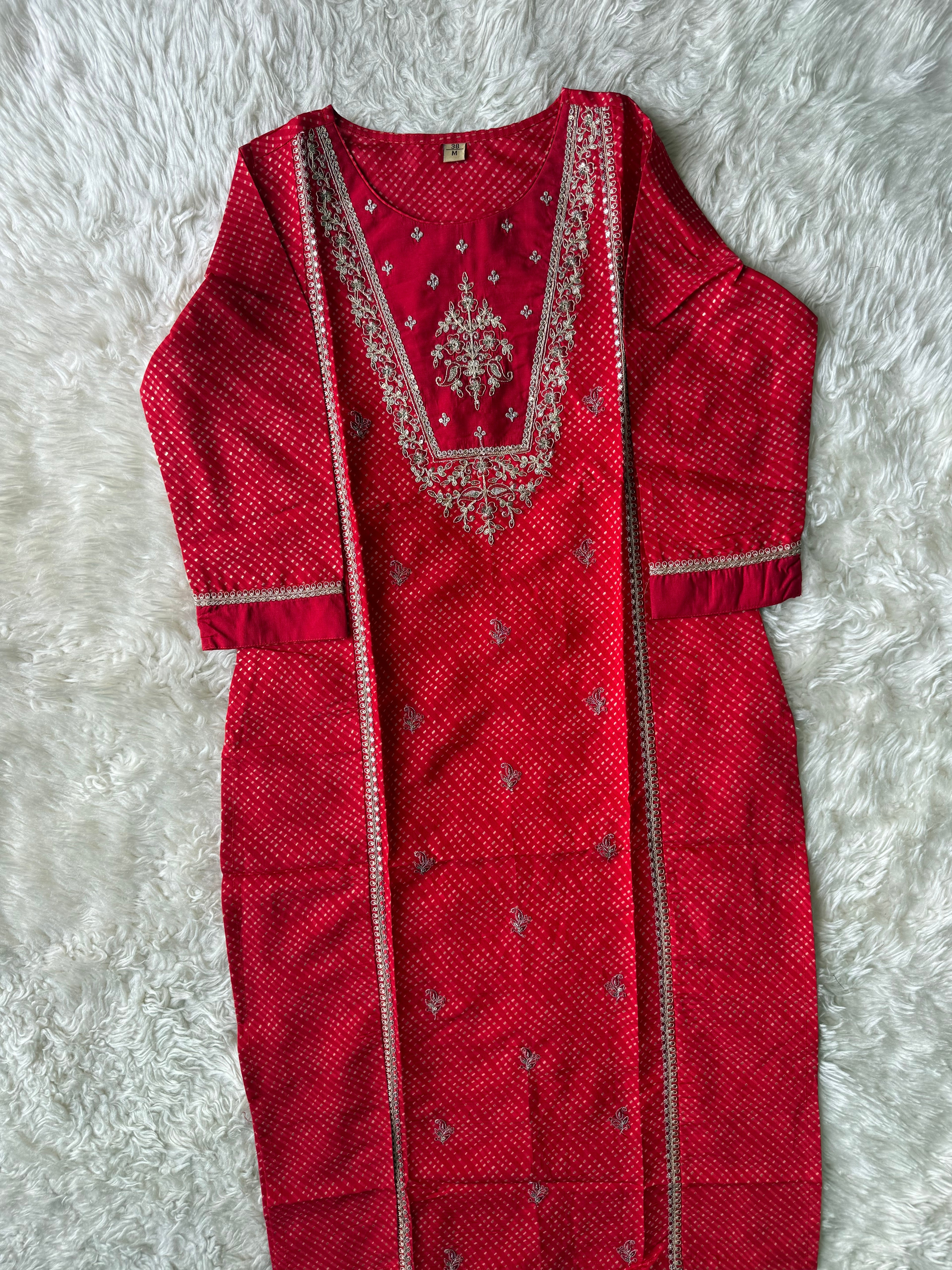 Pure Muslin Silk Kurti Pant Dupatta Set