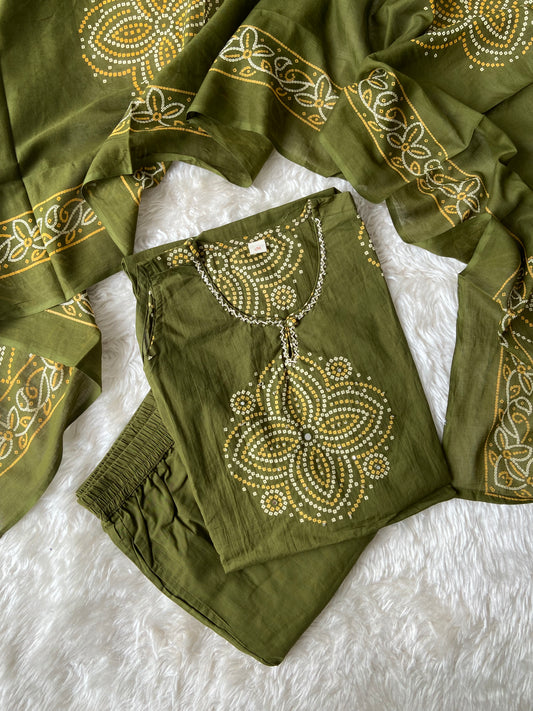 Premium Cotton Kurti Pant Dupatta Set