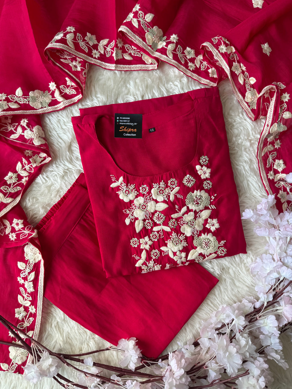 “Plus Size” Roman Silk Kurti Pant Dupatta Set
