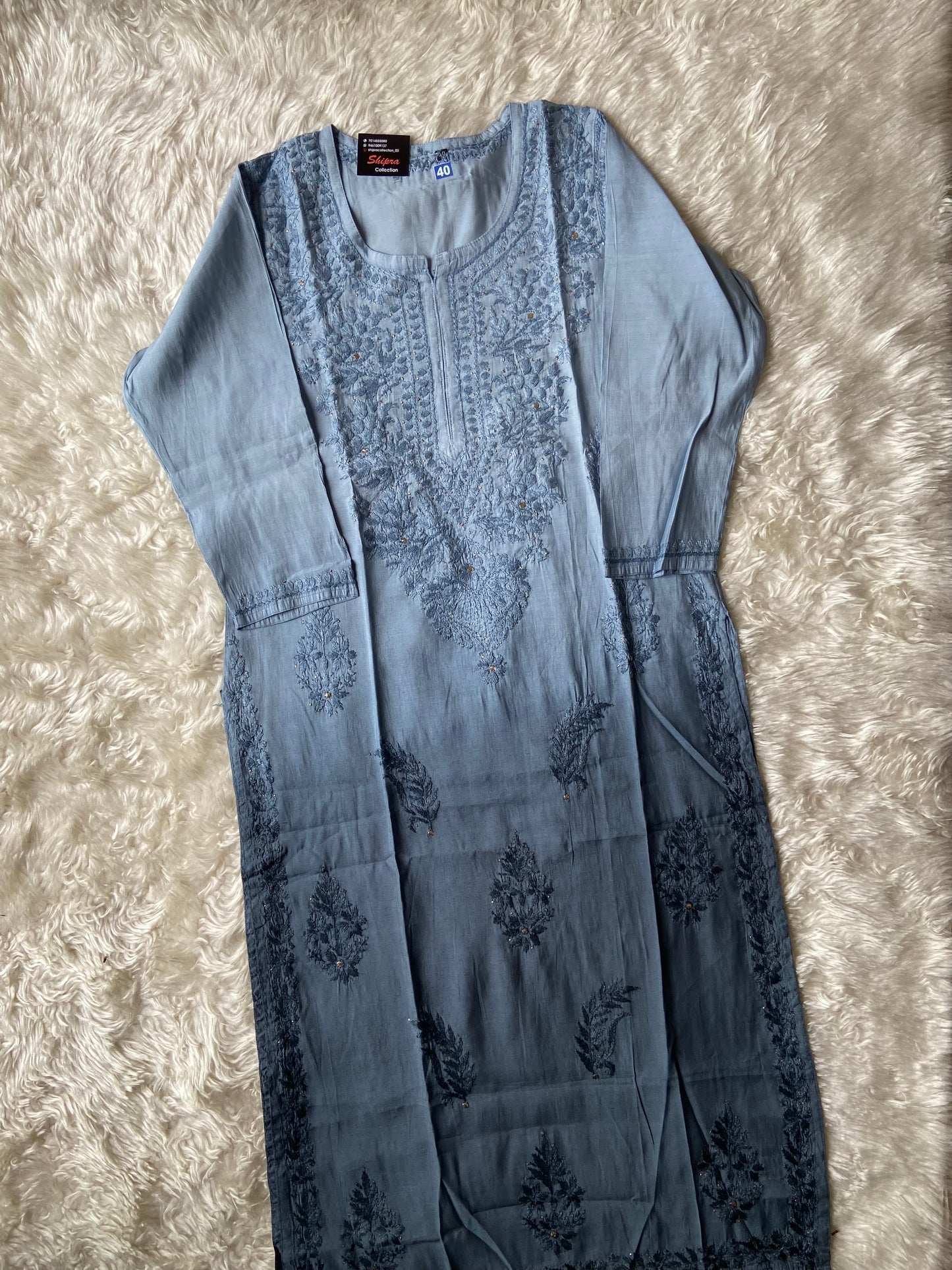 Premium Muslin Silk Chikankari kurti