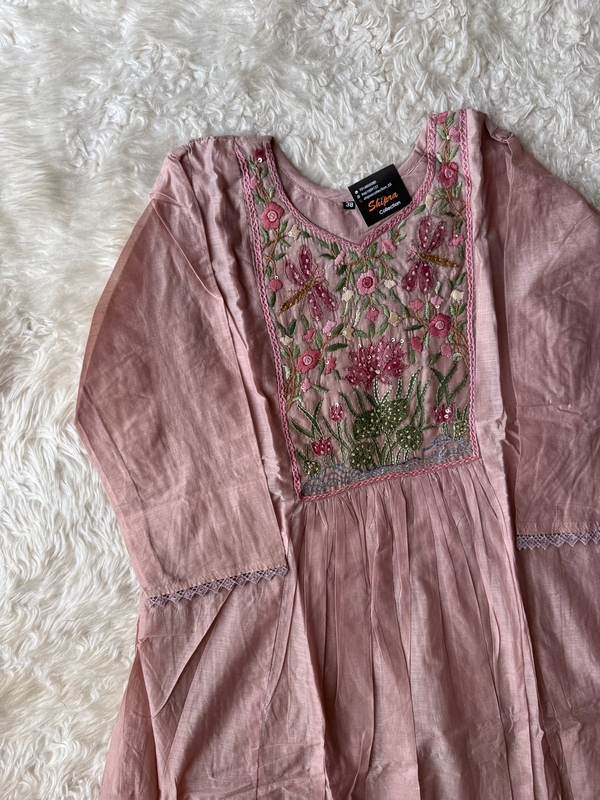 Mul Chanderi Kurti Pant Dupatta Set