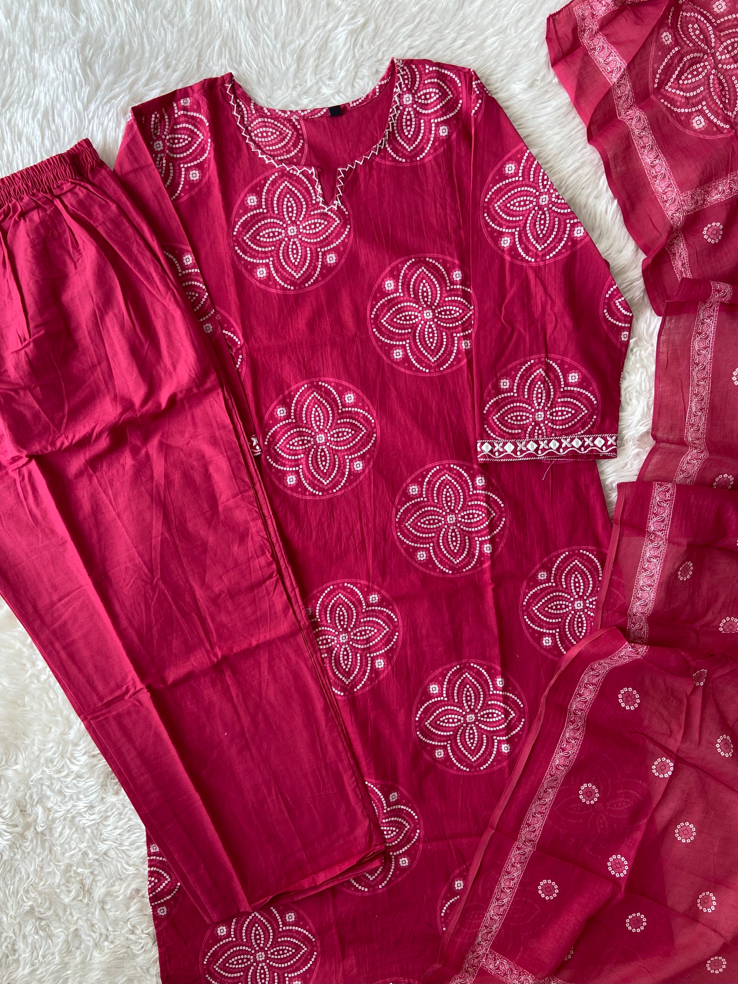 Budget Friendly Kurti Pant Dupatta Set