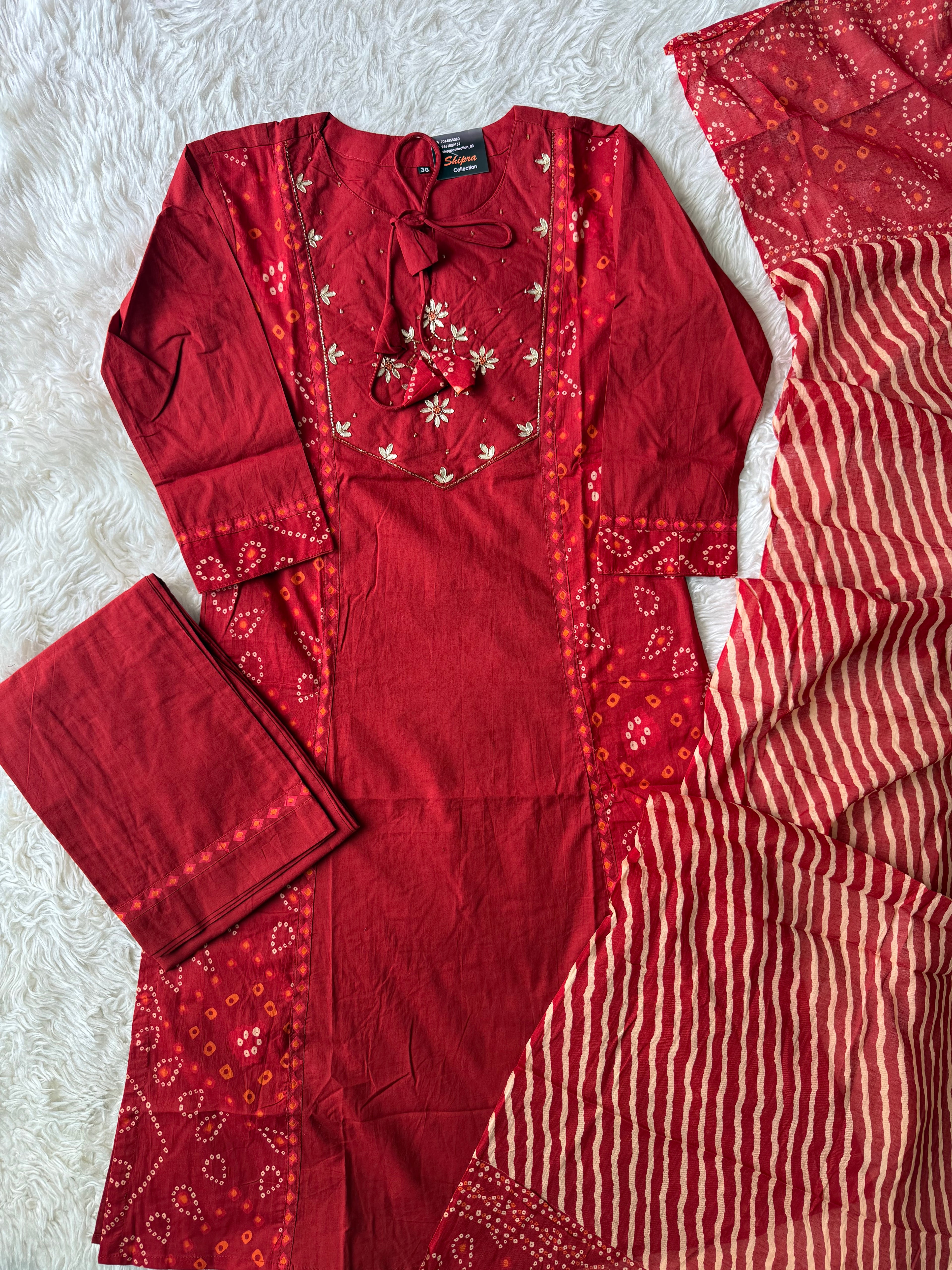 Premium Cotton Bandhani Set