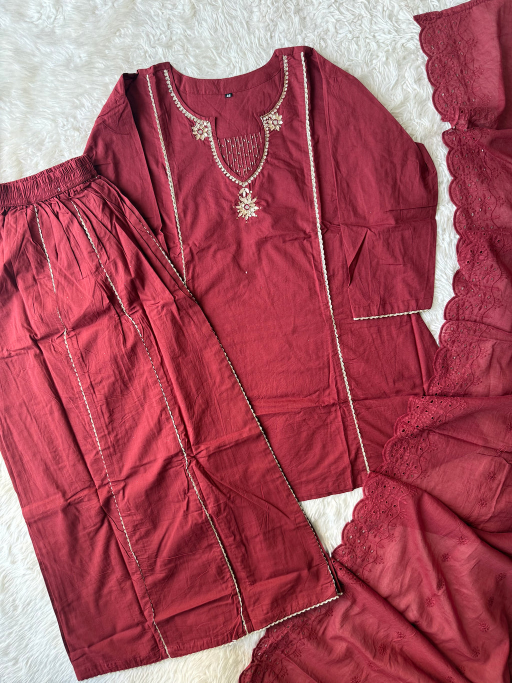 Premium Cotton Kurti Plazo Dupatta Set