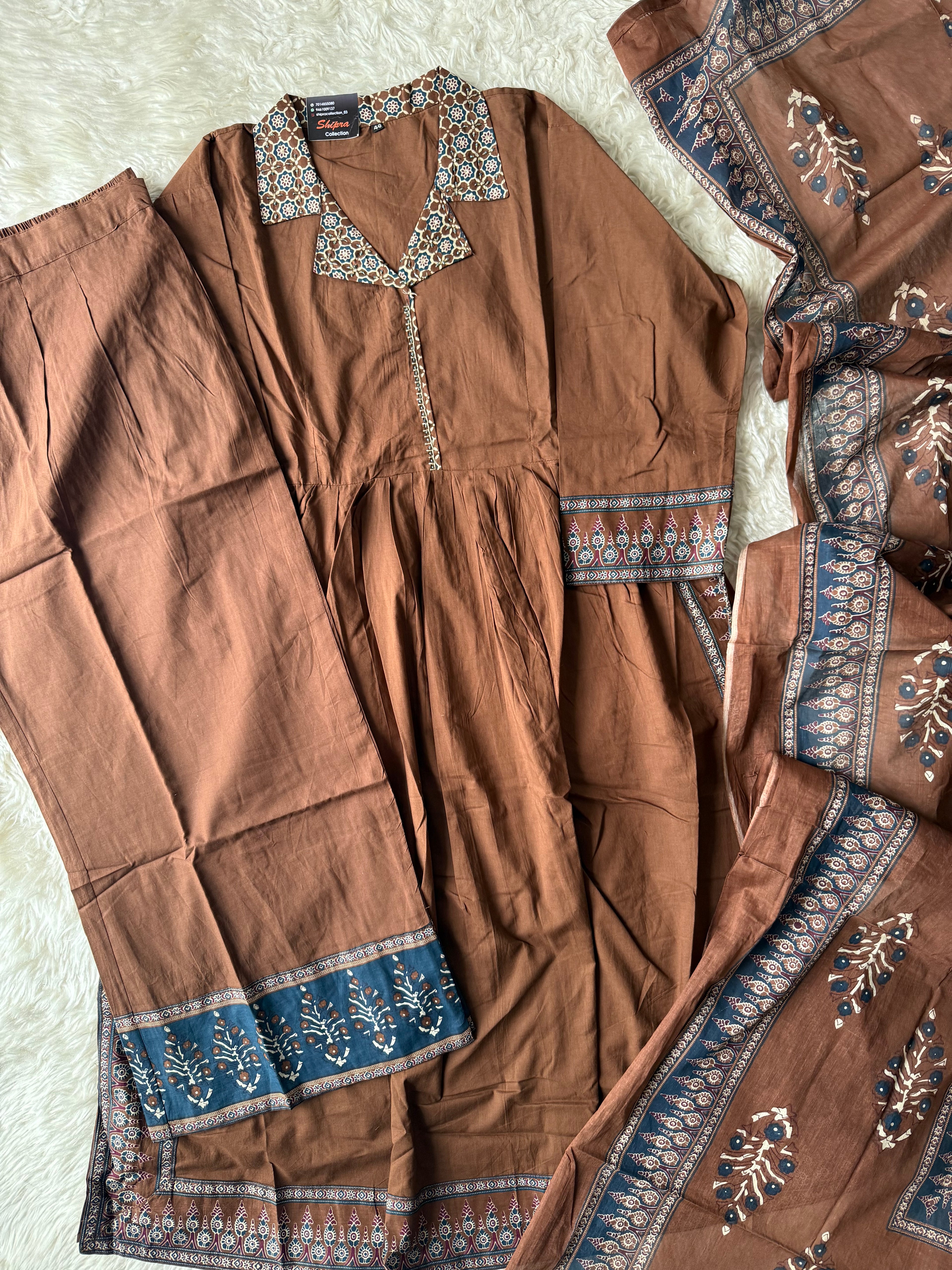 Premium Cotton Kurti Plazo Dupatta Set
