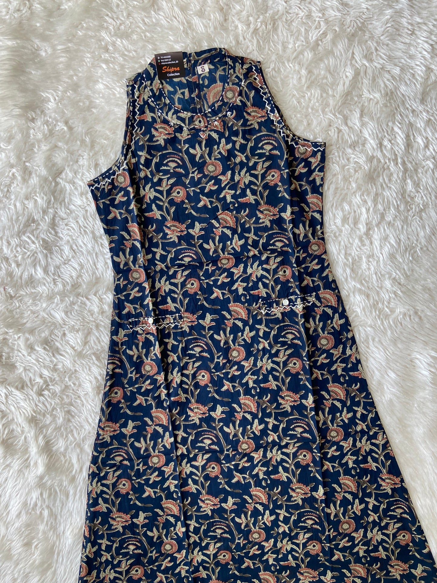 Pure Cotton Sleeveless Kurti Pant Set