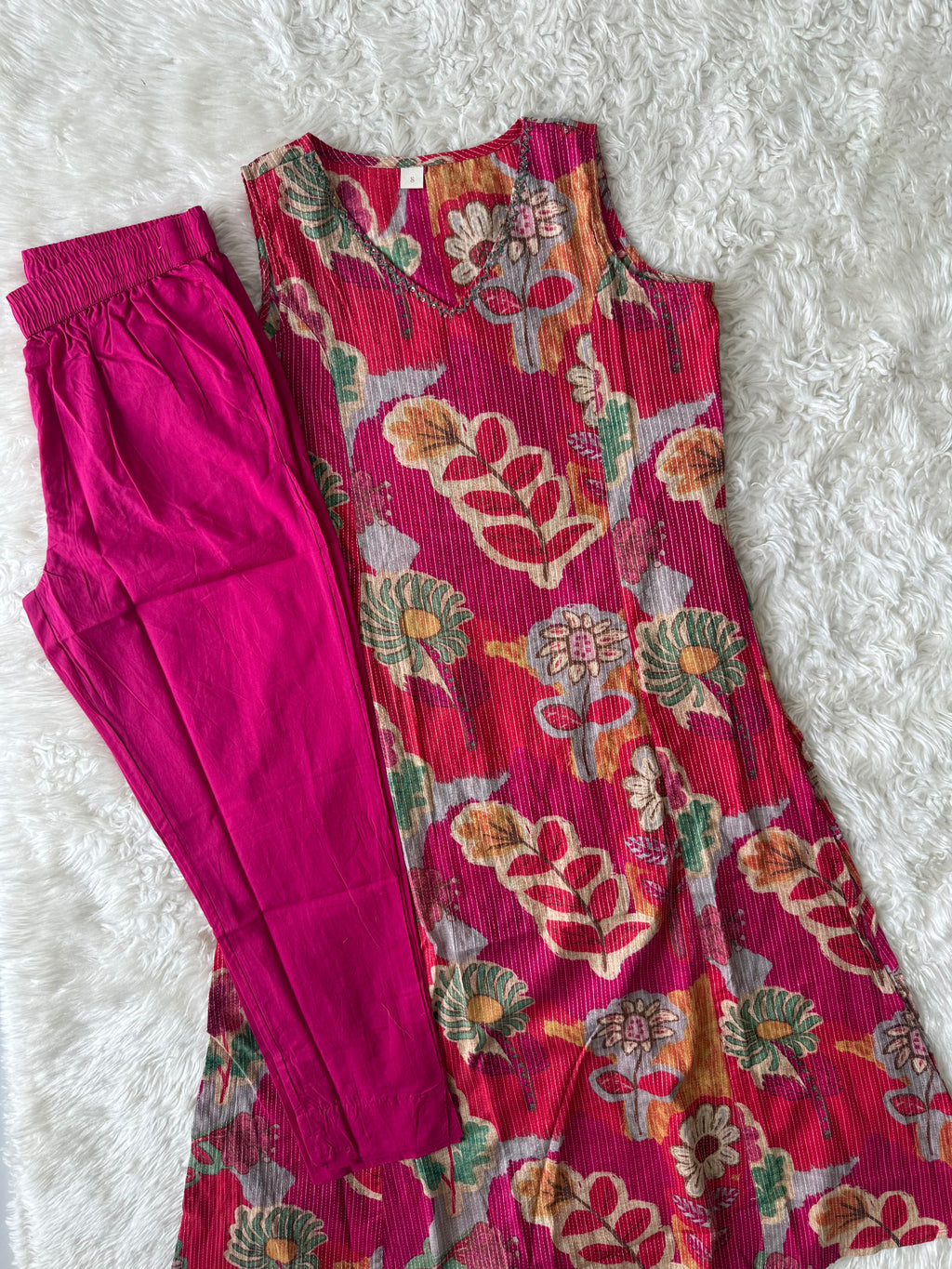 Premium Cotton Sleeveless Kurti Pant Set