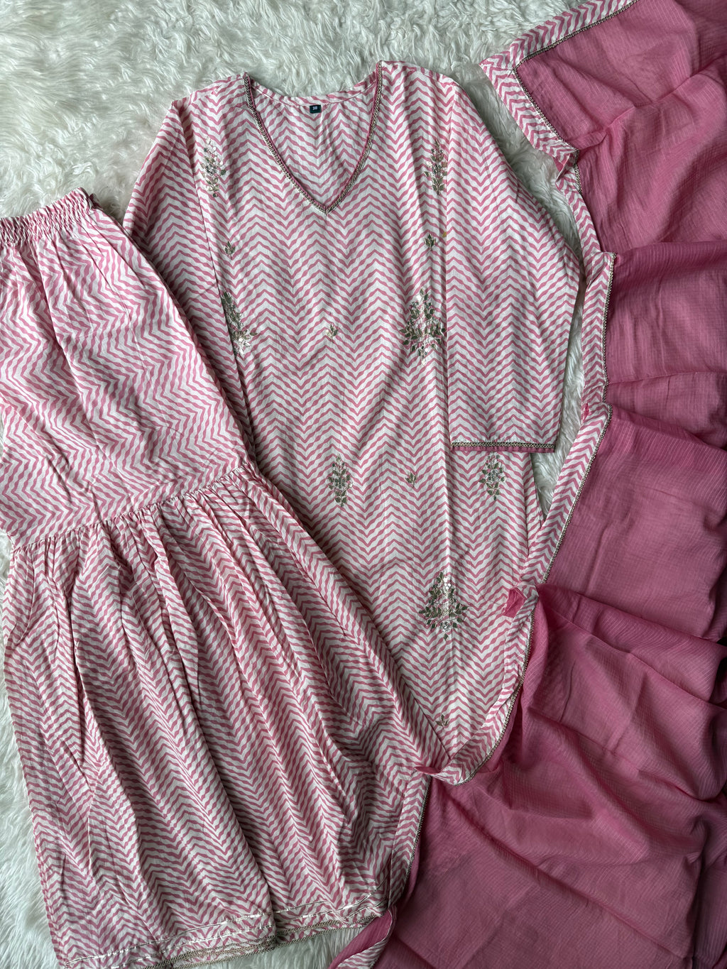 Premium Cotton Kurti Sharara Dupatta Set