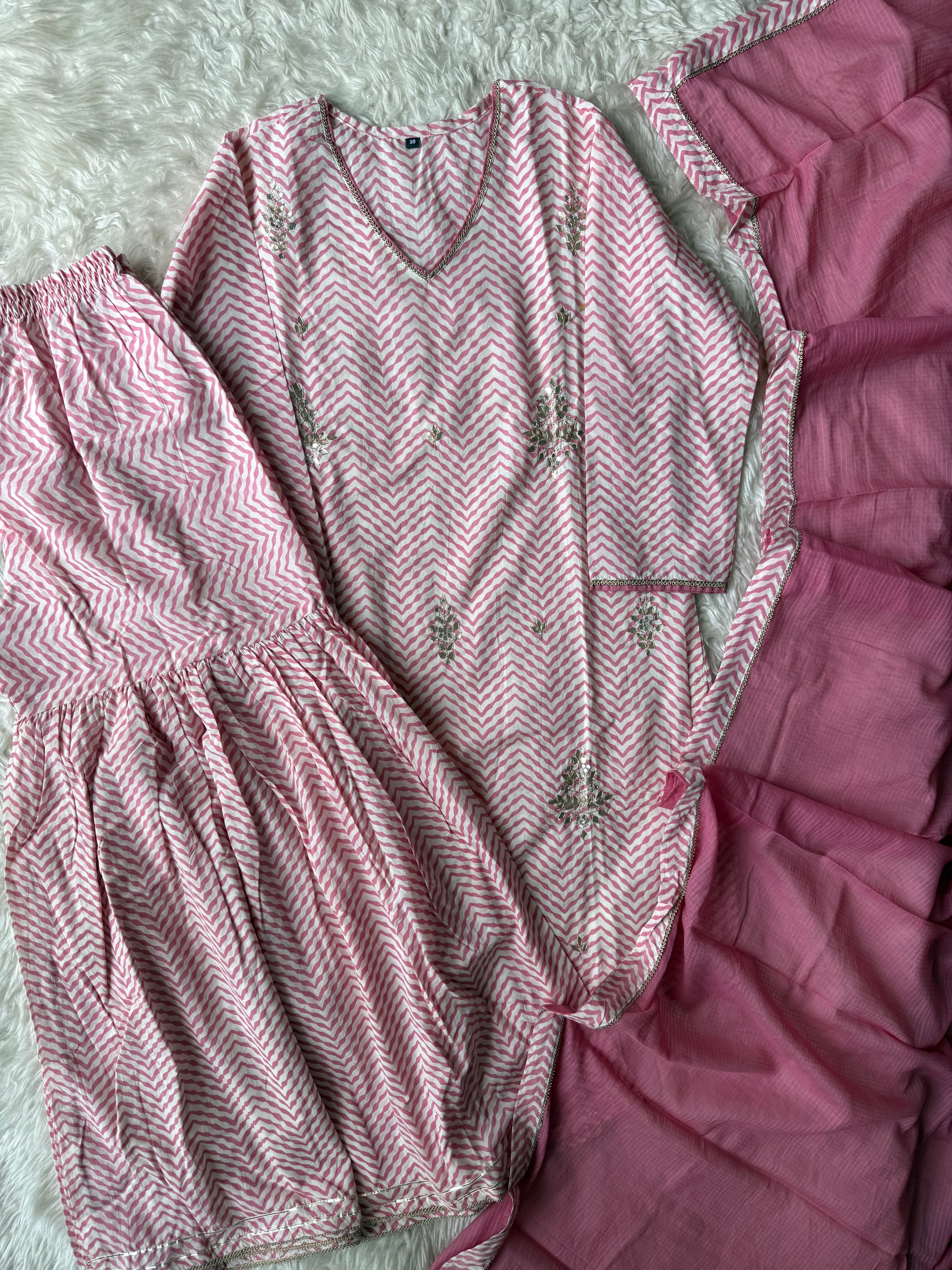 Premium Cotton Kurti Sharara Dupatta Set