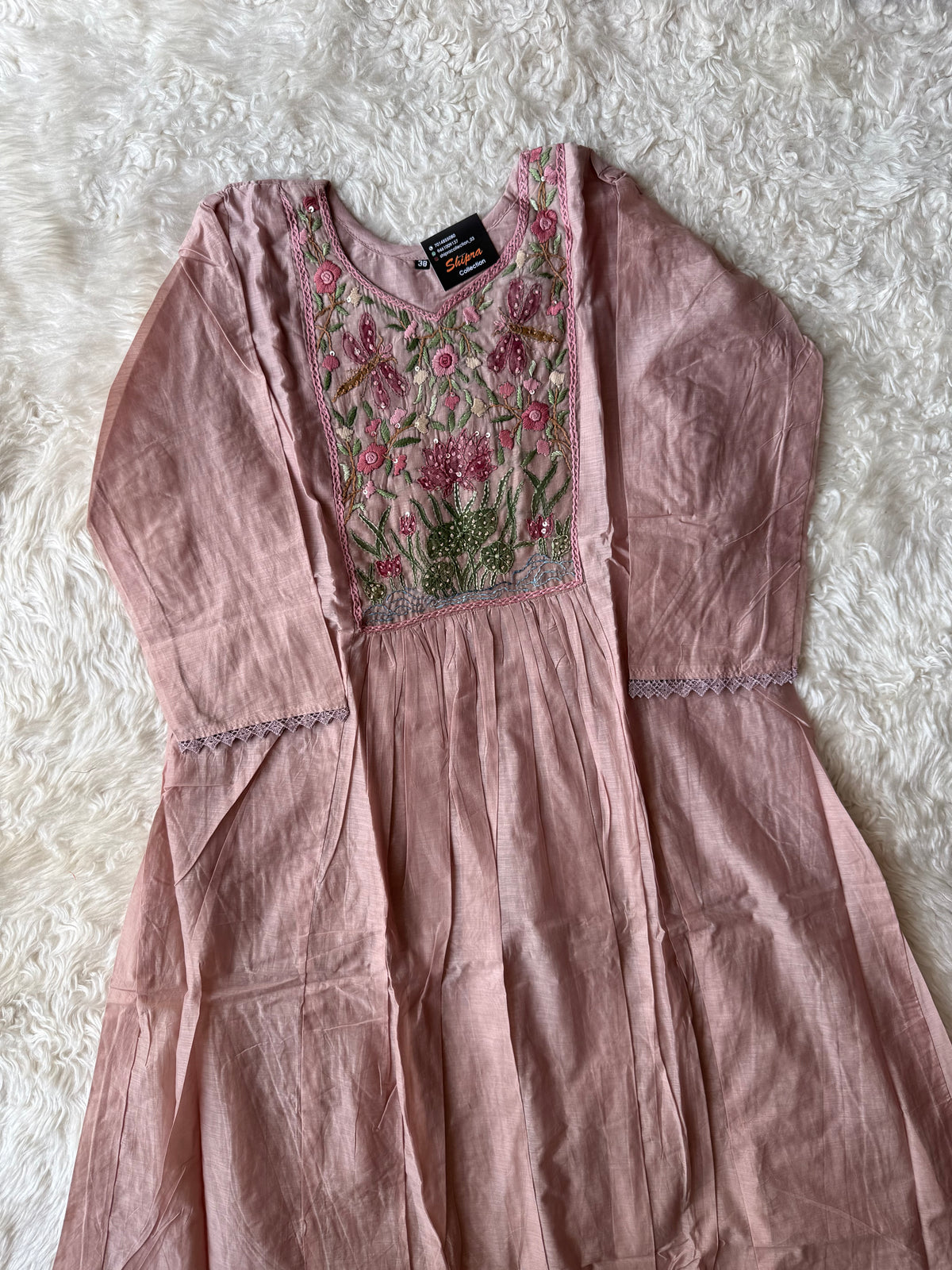 Mul Chanderi Kurti Pant Dupatta Set