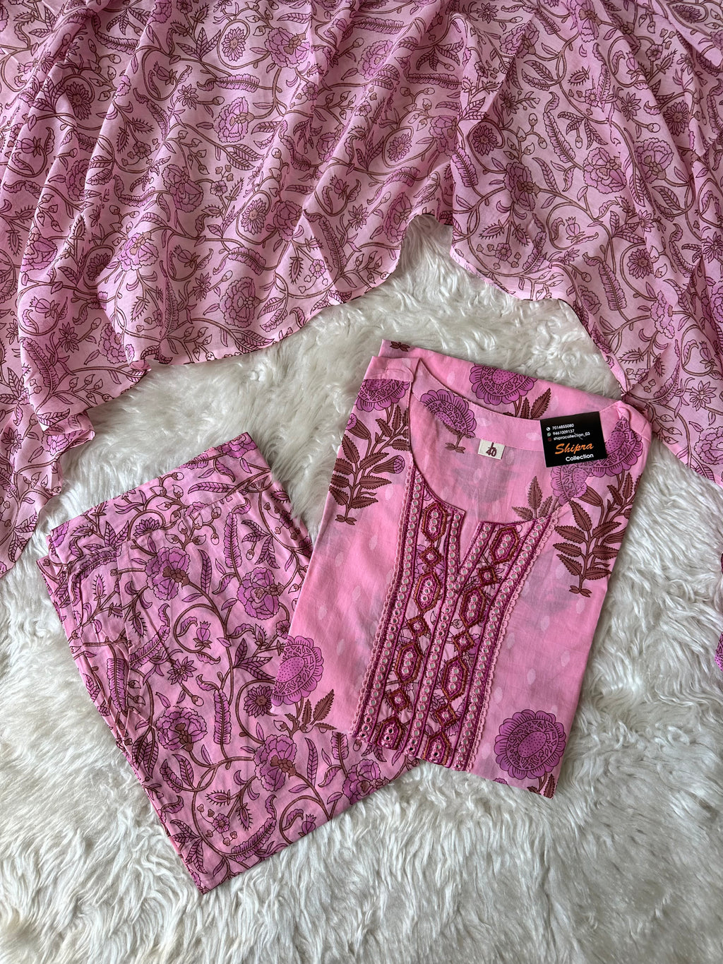 Premium Cotton Kurti Pant Dupatta Set