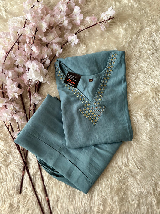 Pure Muslin Silk Kurti Plazo Set
