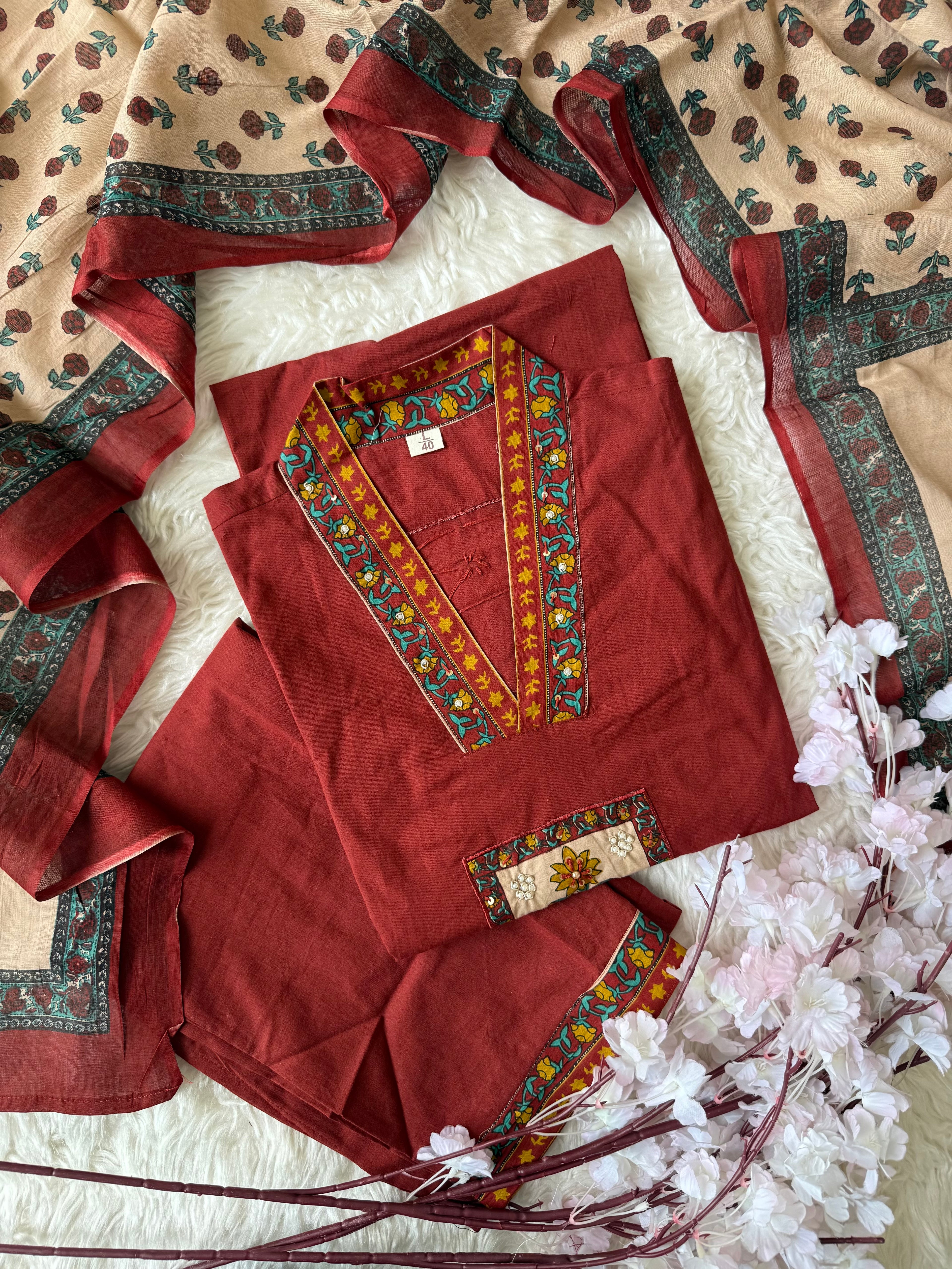 Premium Cotton Kurti Pant Dupatta Set