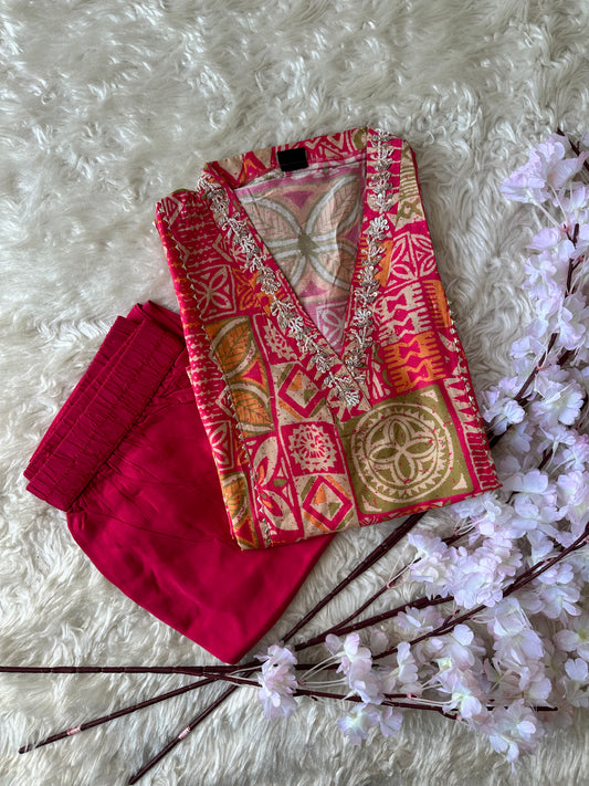 Premium Muslin Silk Kurti Pant Set