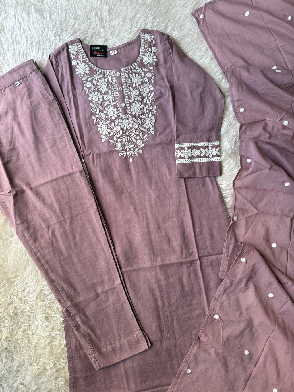 Khadi Cotton Kurti Pant Dupatta Set