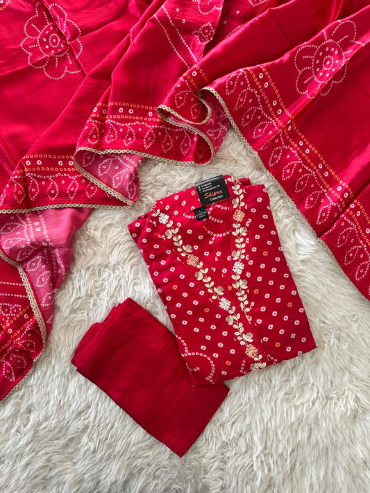 Gazi Silk Kurti Pant Dupatta Set