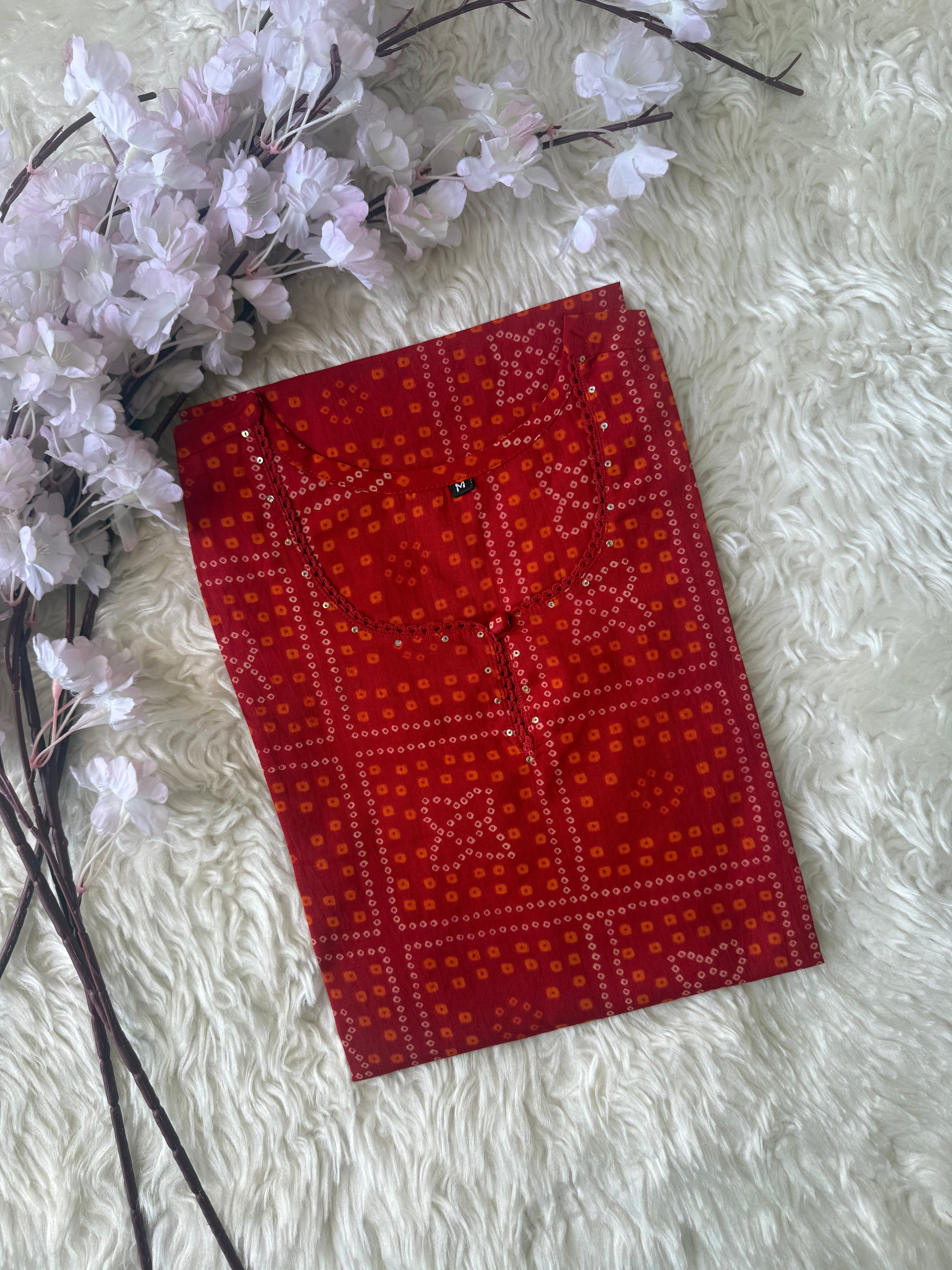 Premium Cotton Bandhej Kurti