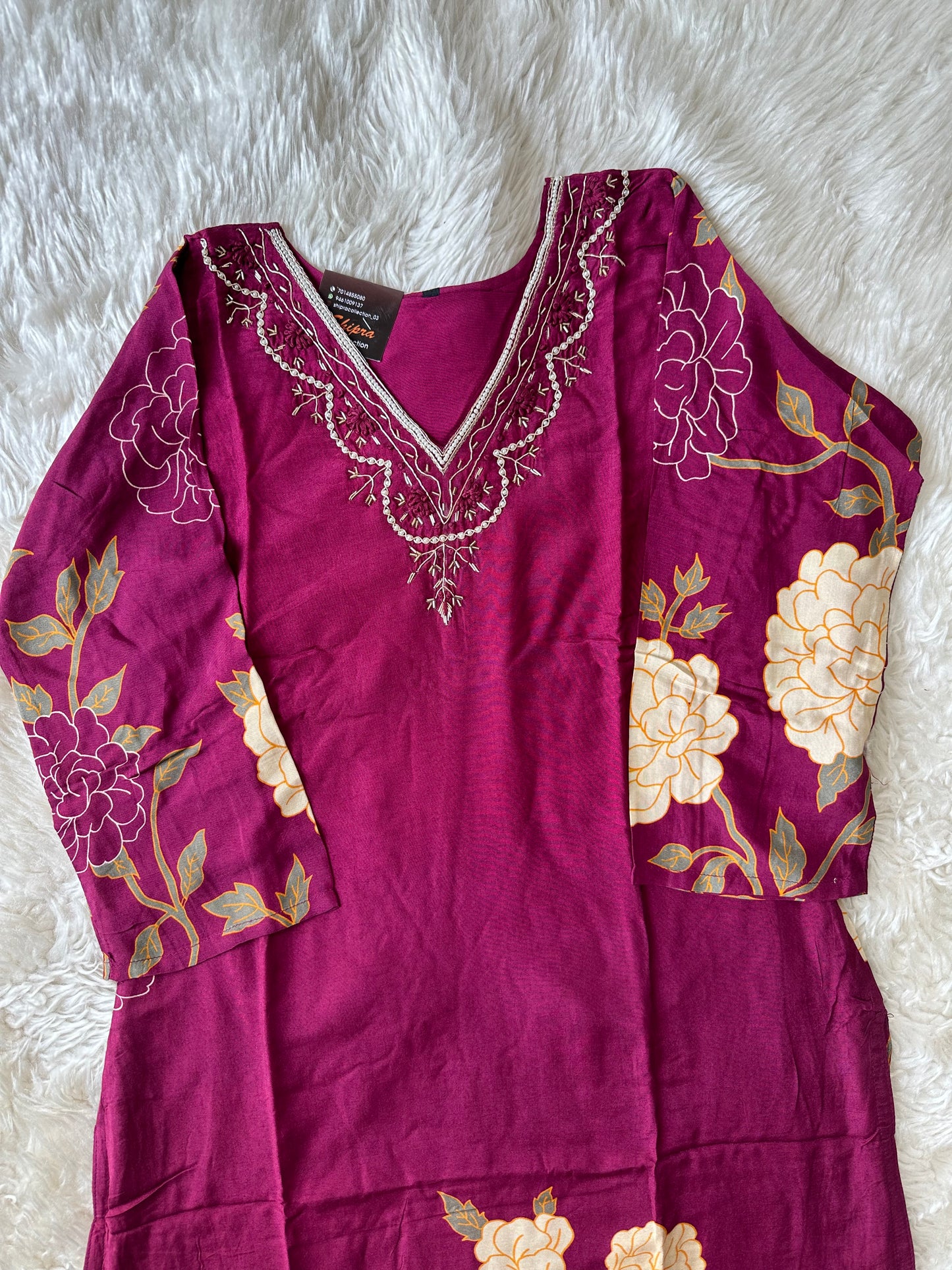 Pure Muslin Silk Kurti Pant Dupatta Set