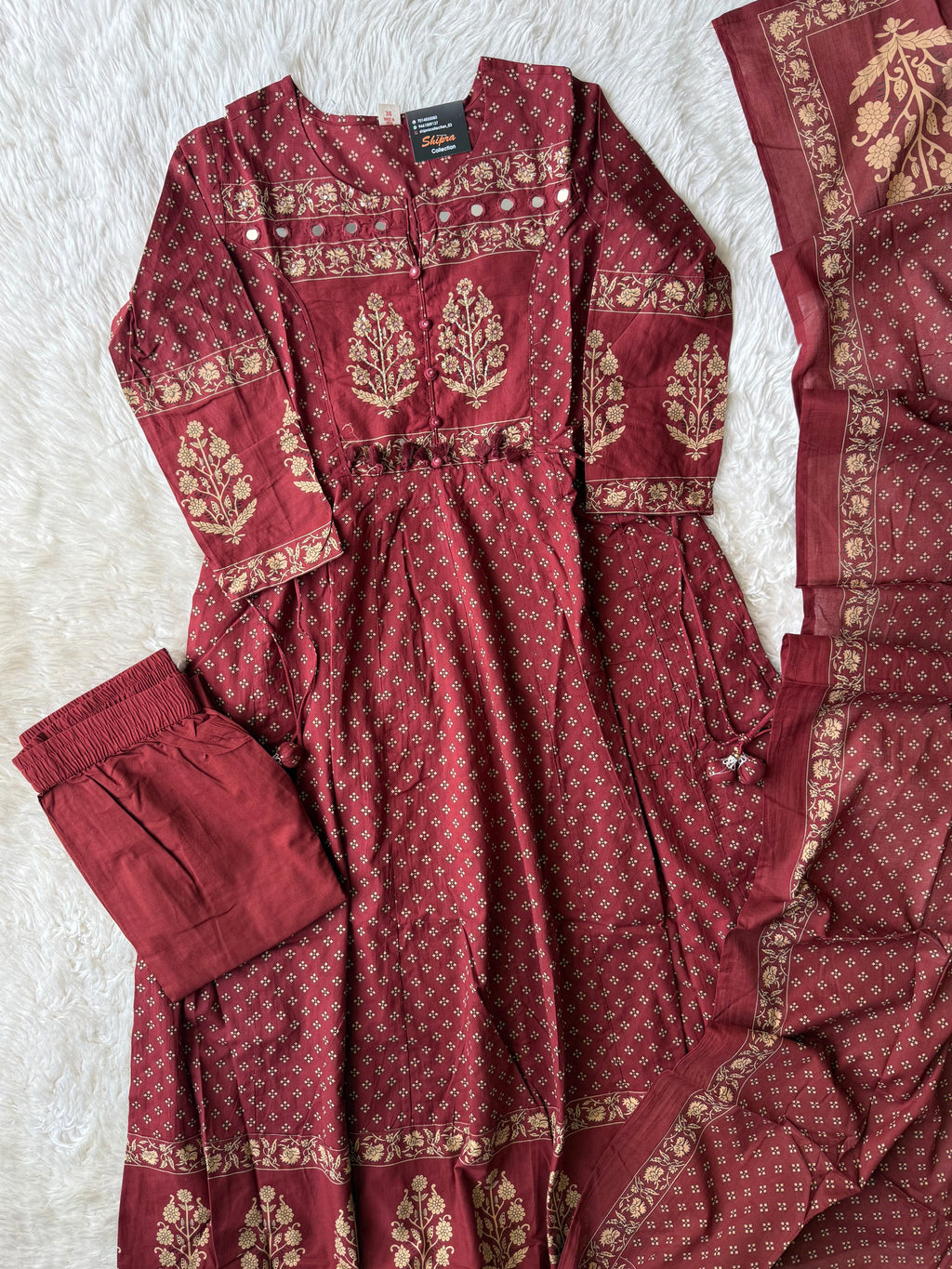 Premium Cotton Flare Kurti Pant Dupatta Set
