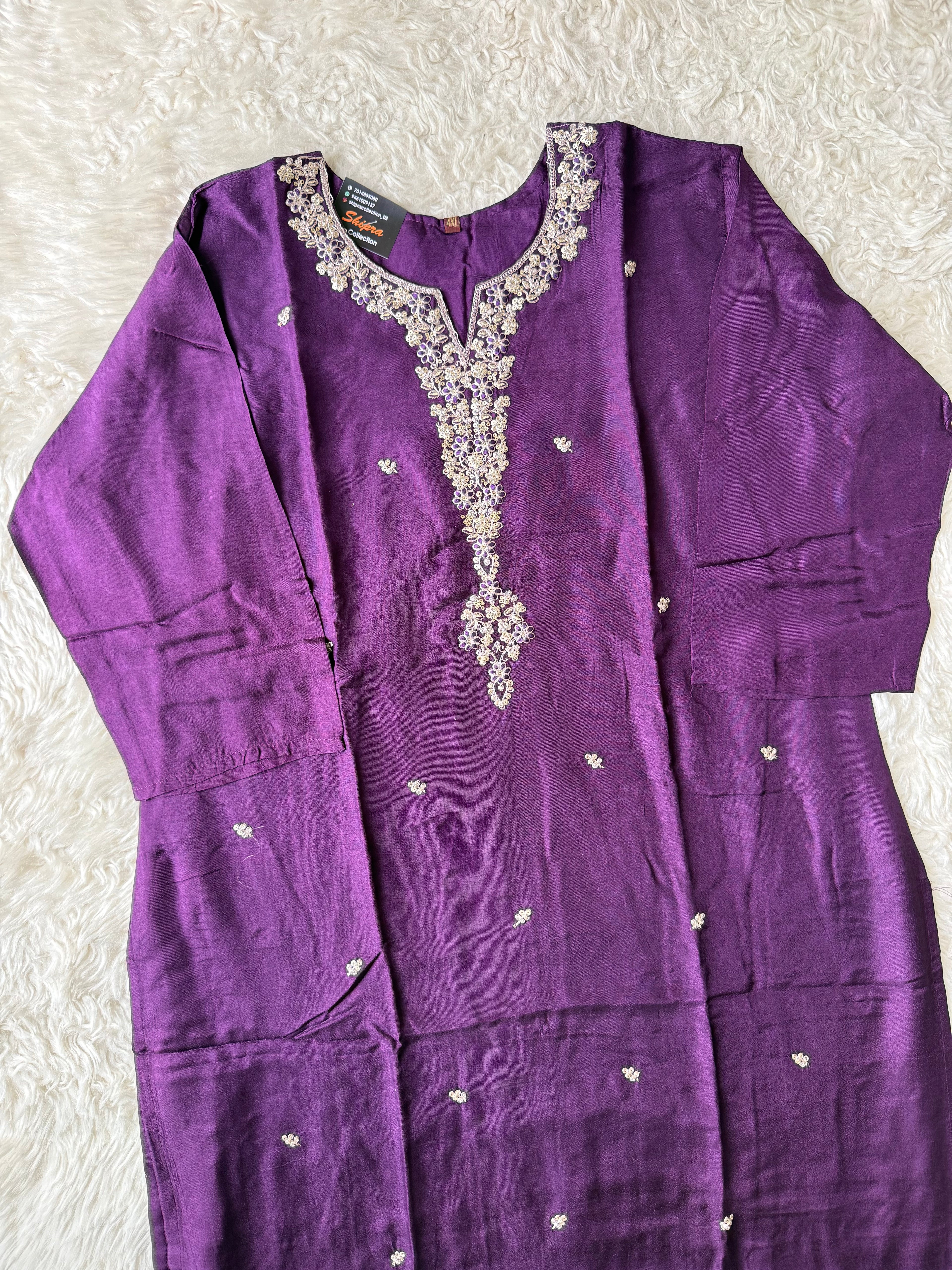 “Plus Size” Russian Silk Kurti Plazo Dupatta Set