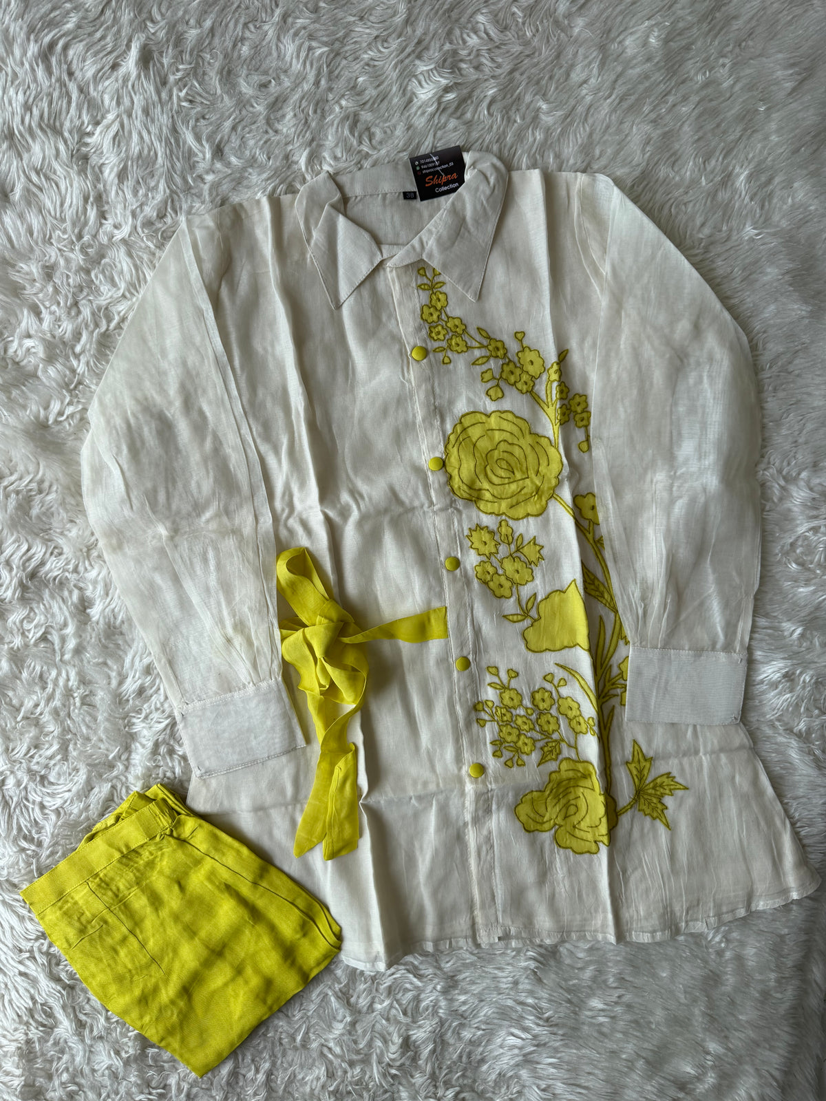 Mul Chanderi Thread work Co-ord Set