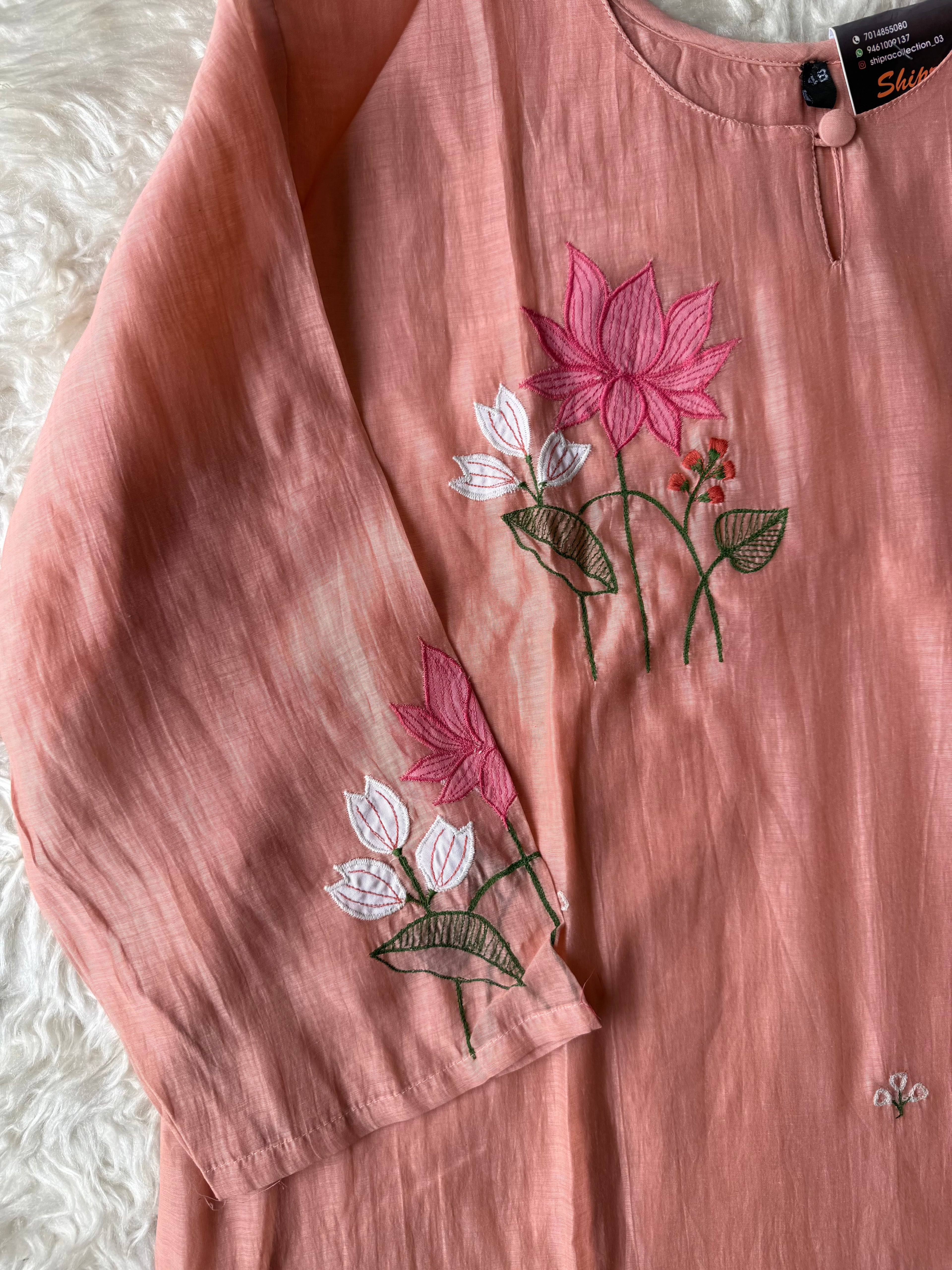 “Plus Size” Mul Chanderi Kurti Pant Dupatta Set