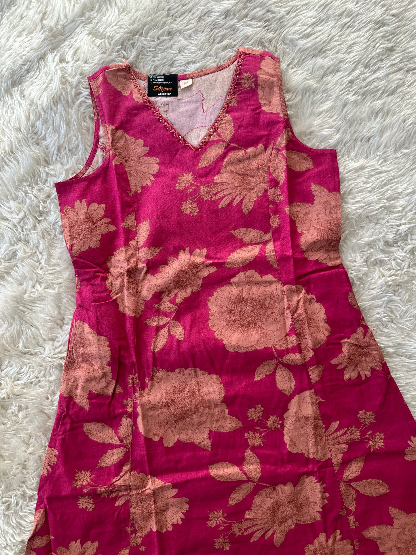 Khadi Cotton Sleeveless Kurti Pant Set